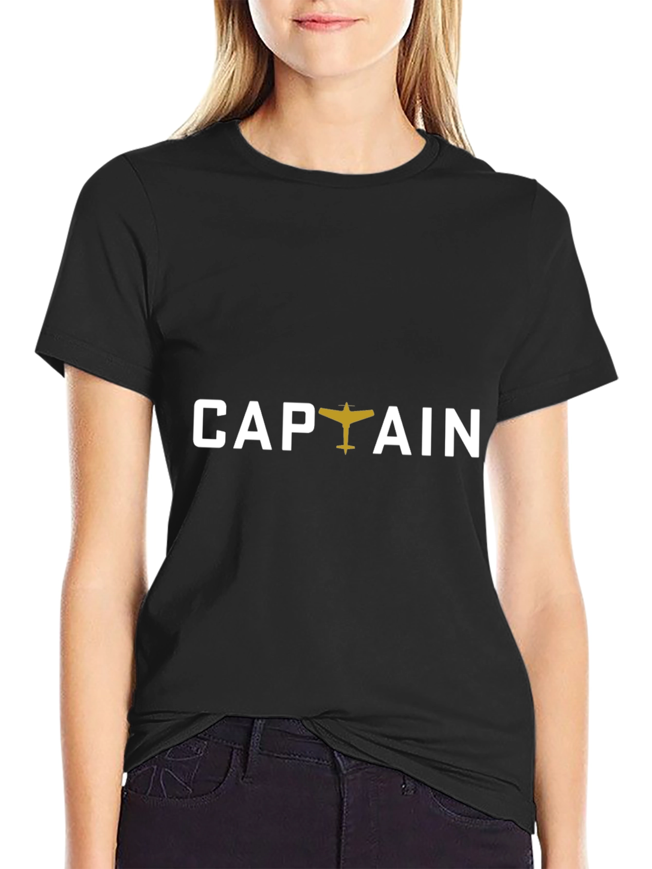 Captain Airplane Graphic T-Shirt - Black