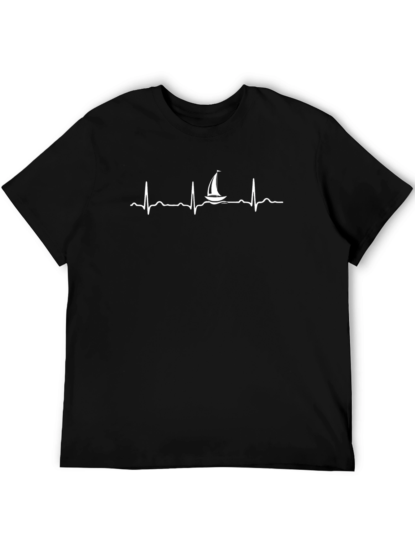 Sailing Heartbeat Tee - Black Cotton T-Shirt