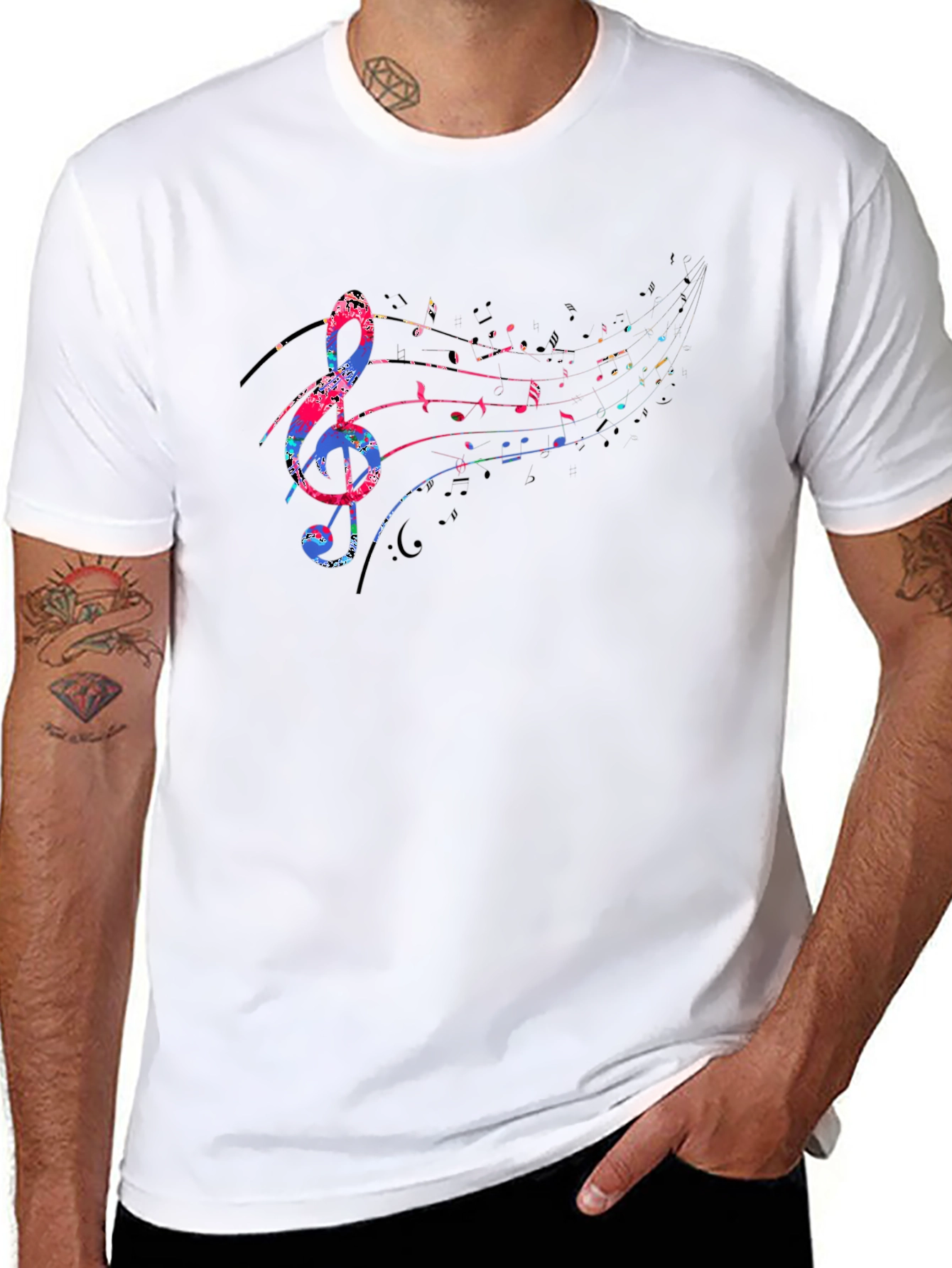 Musical Note Graphic Black T-Shirt