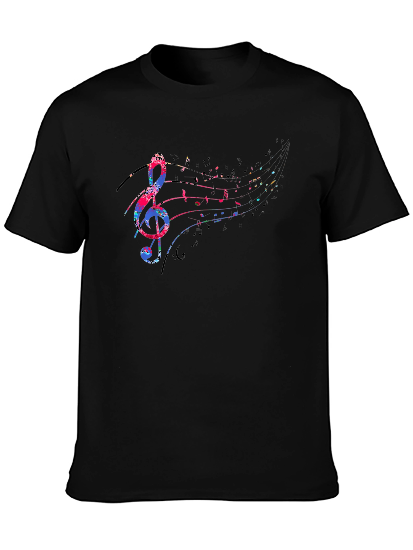 Musical Note Graphic Black T-Shirt