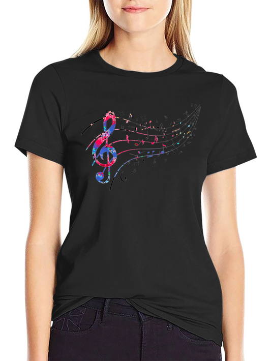 Musical Note Graphic Black T-Shirt