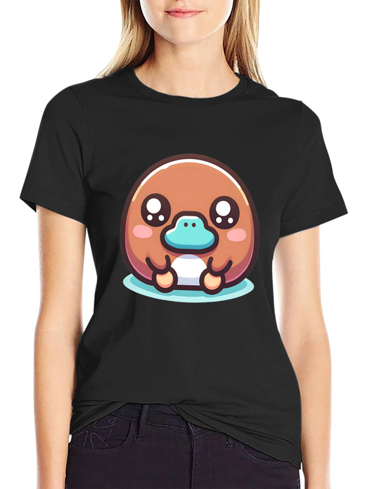 Cute Platypus Cartoon Black T-Shirt