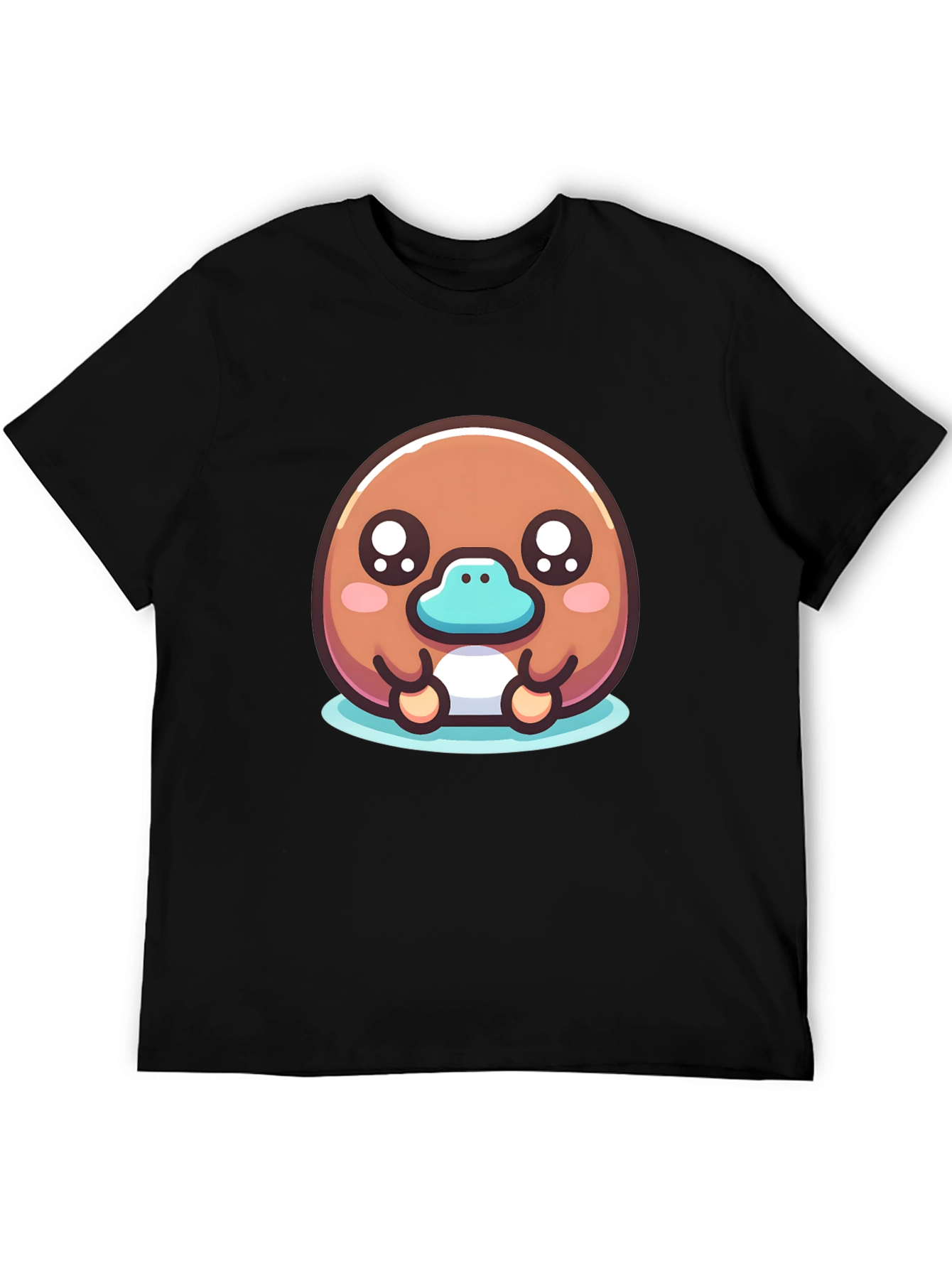 Cute Platypus Cartoon Black T-Shirt