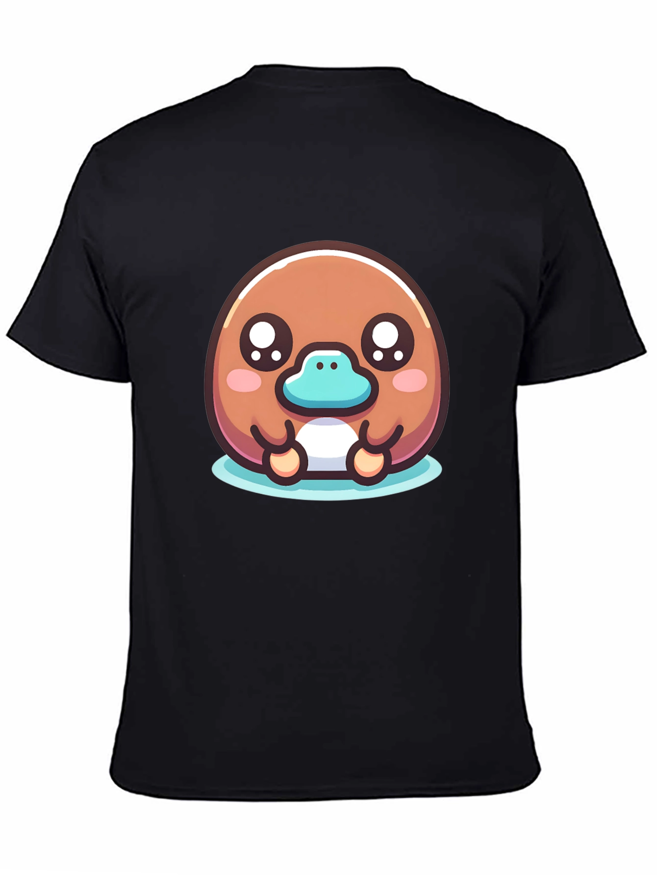 Cute Platypus Cartoon Black T-Shirt