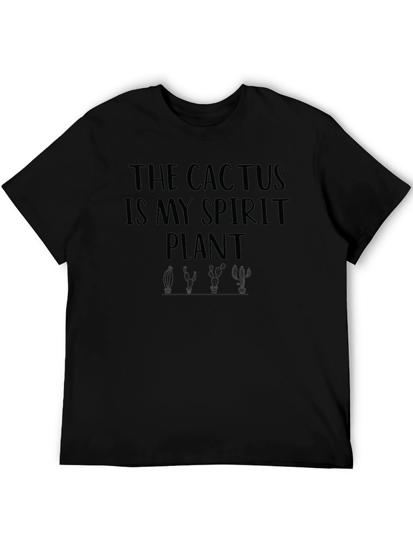 Cactus Spirit Plant Graphic Tee - Black