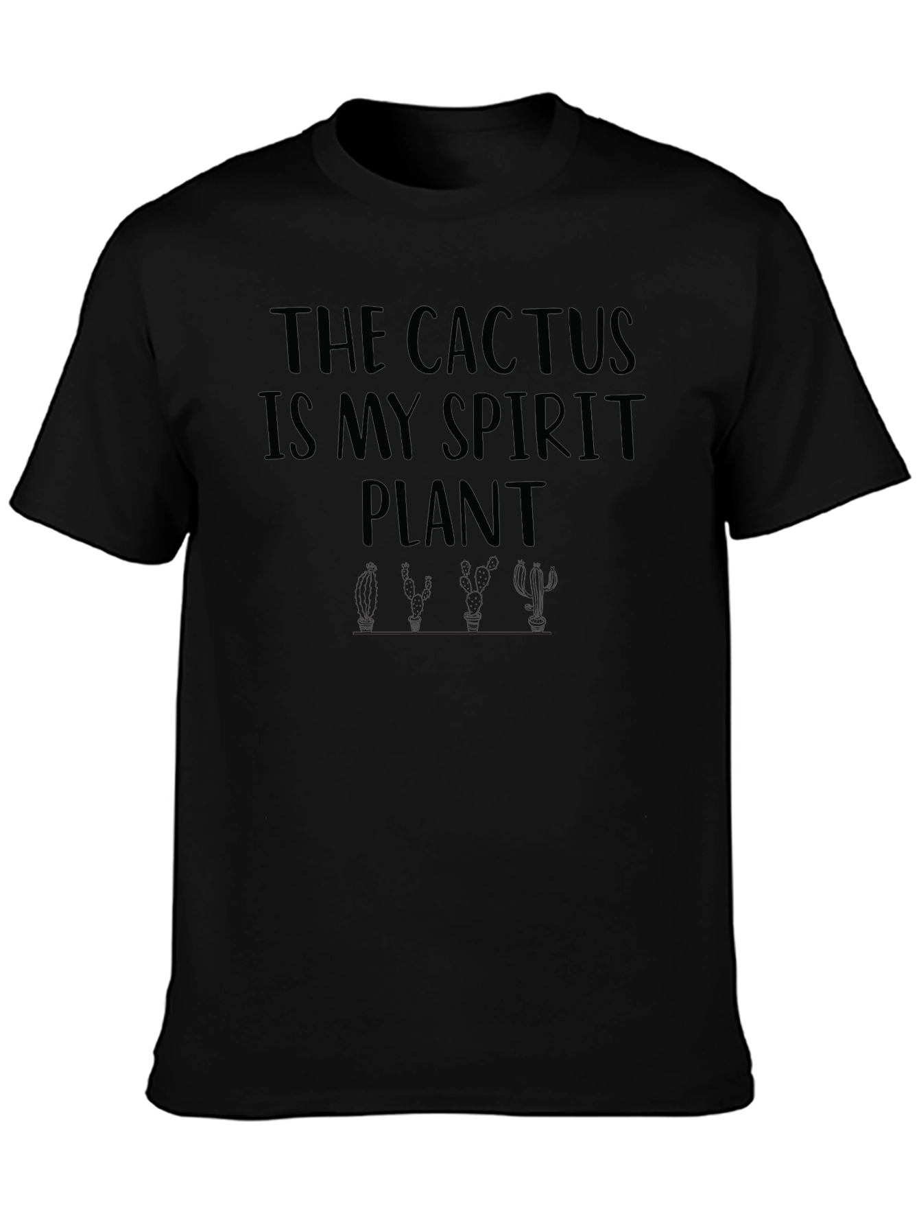 Cactus Spirit Plant Graphic Tee - Black