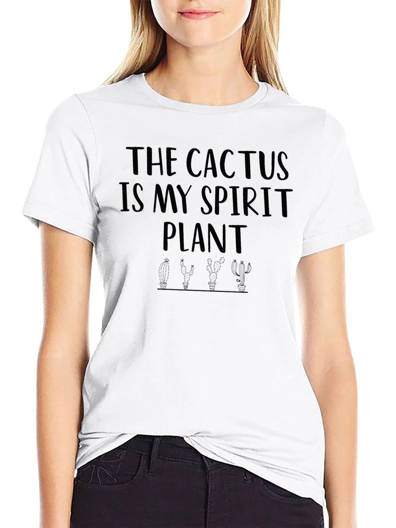 Cactus Spirit Plant Graphic Tee - Black