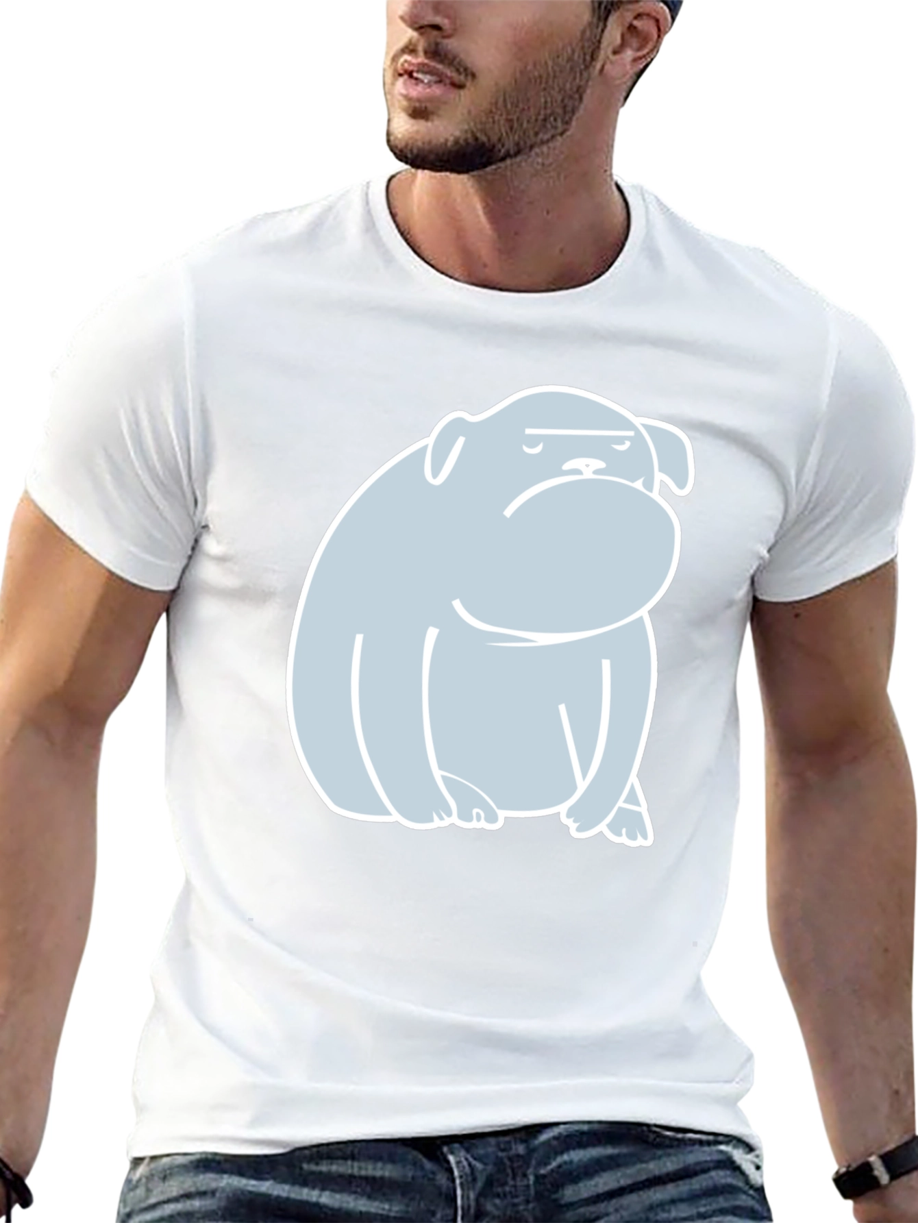 Bulldog Graphic Print T-Shirt - Black