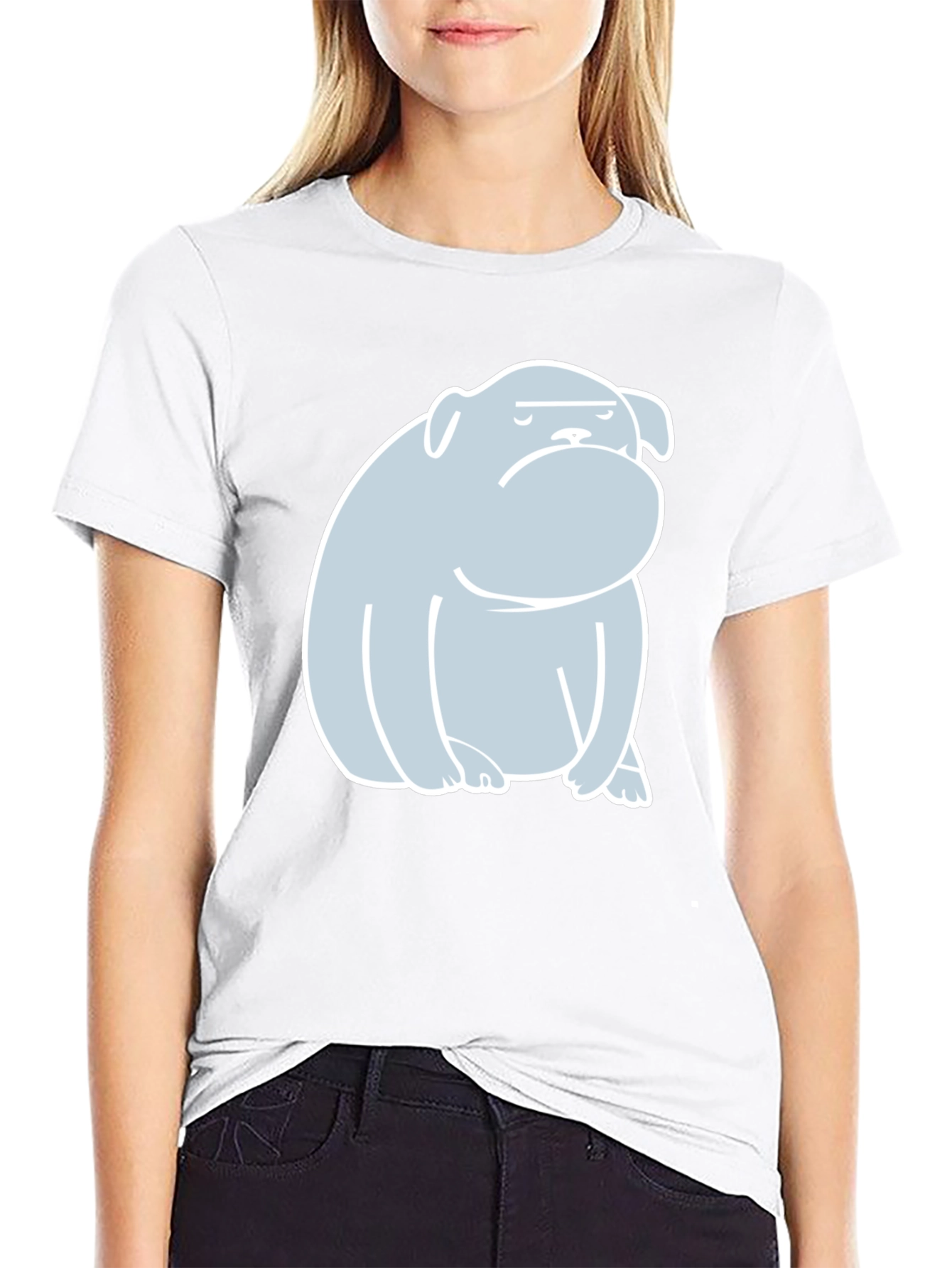 Bulldog Graphic Print T-Shirt - Black