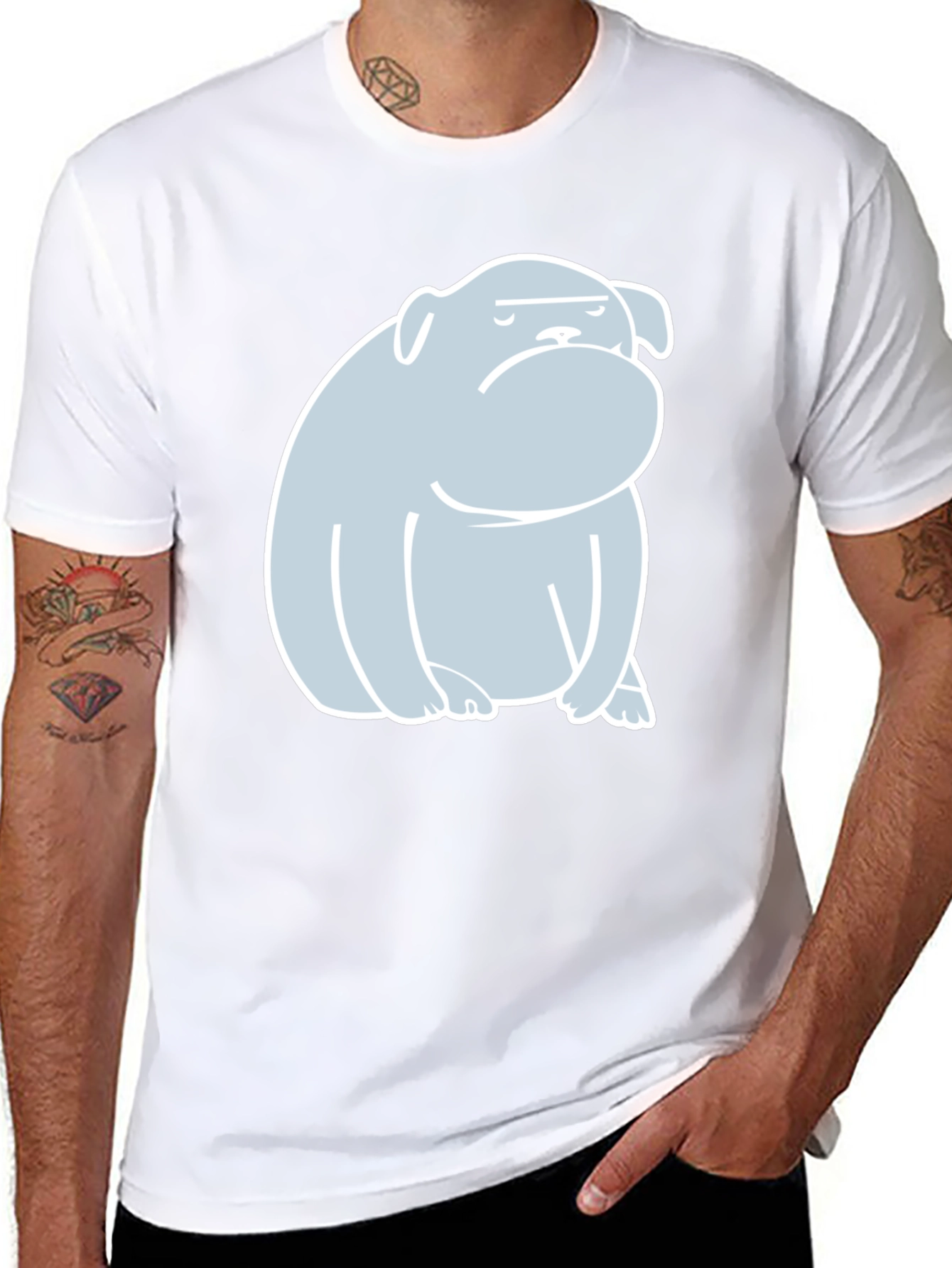 Bulldog Graphic Print T-Shirt - Black