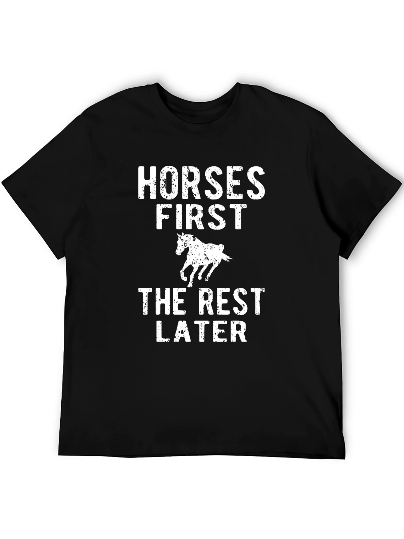Horses First Graphic Tee - Black Cotton T-Shirt
