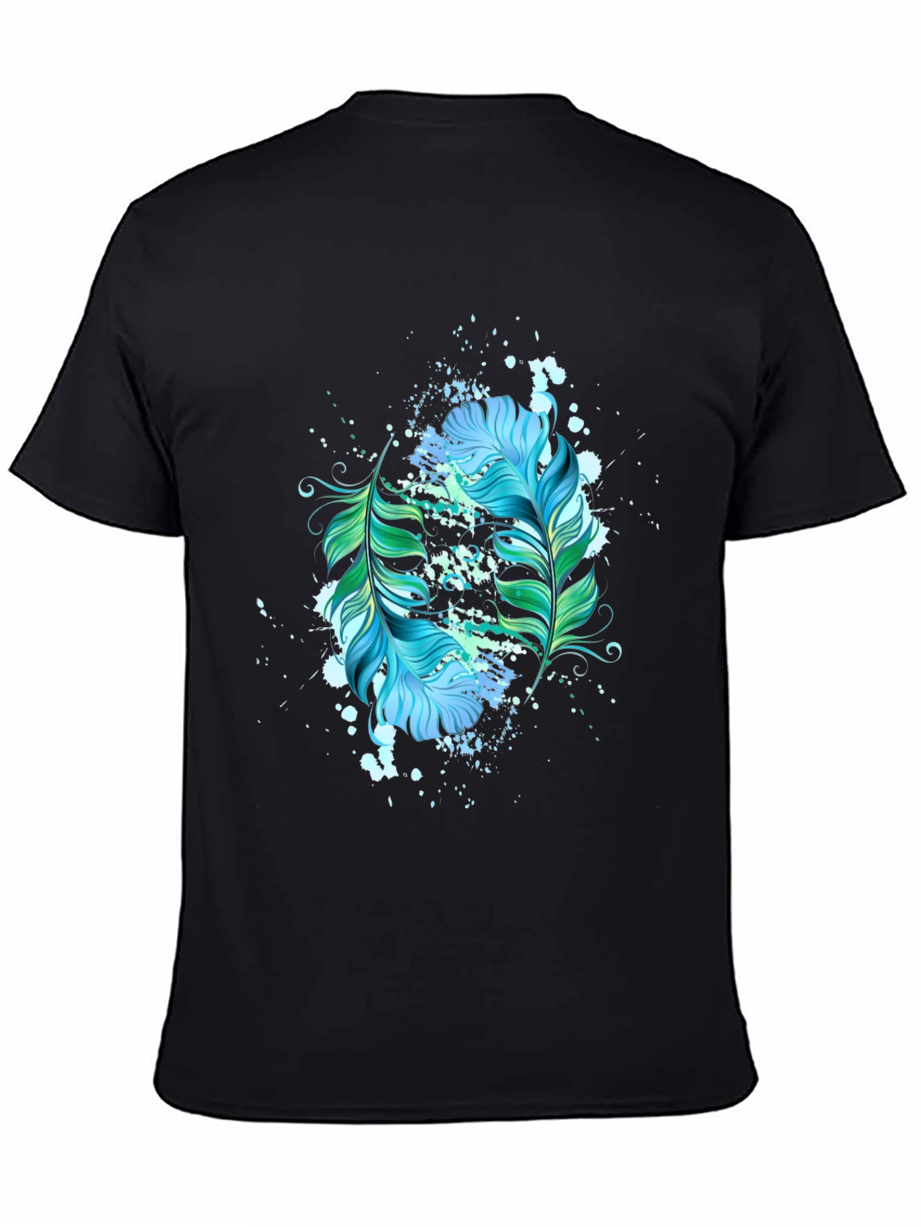 Feather Splash Graphic Black T-Shirt