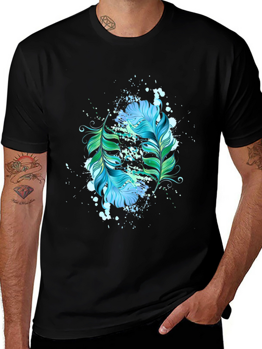 Feather Splash Graphic Black T-Shirt
