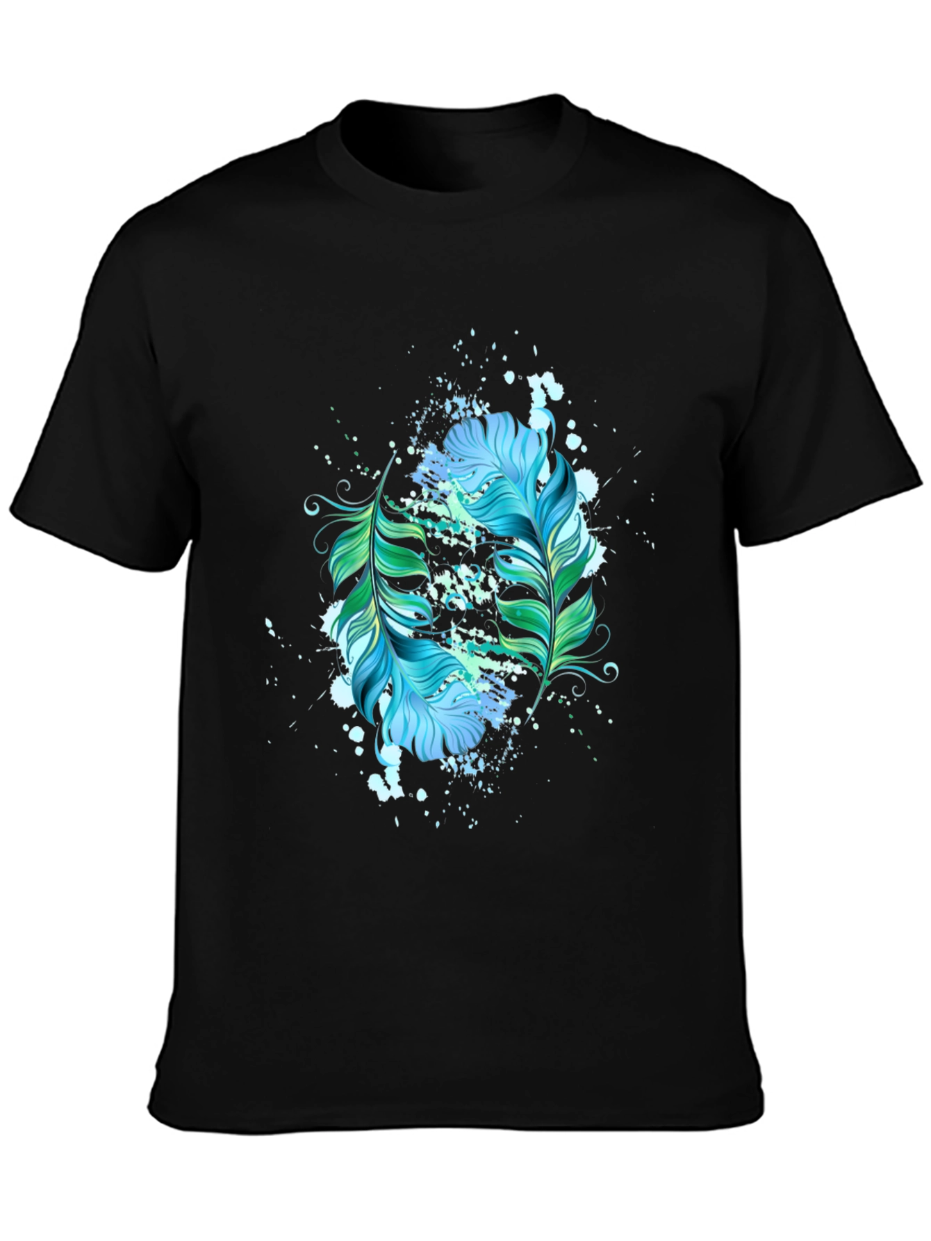 Feather Splash Graphic Black T-Shirt