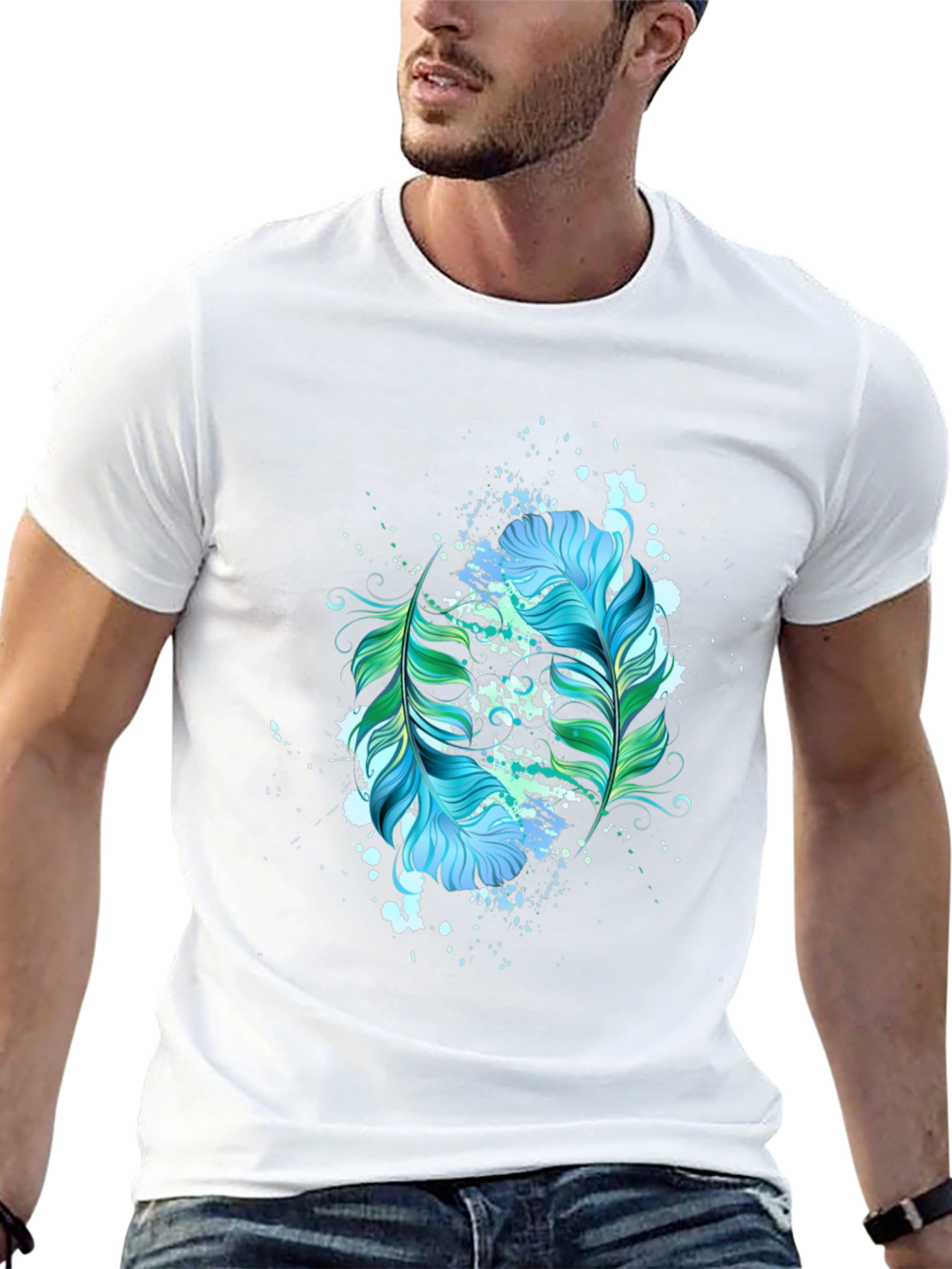 Feather Splash Graphic Black T-Shirt