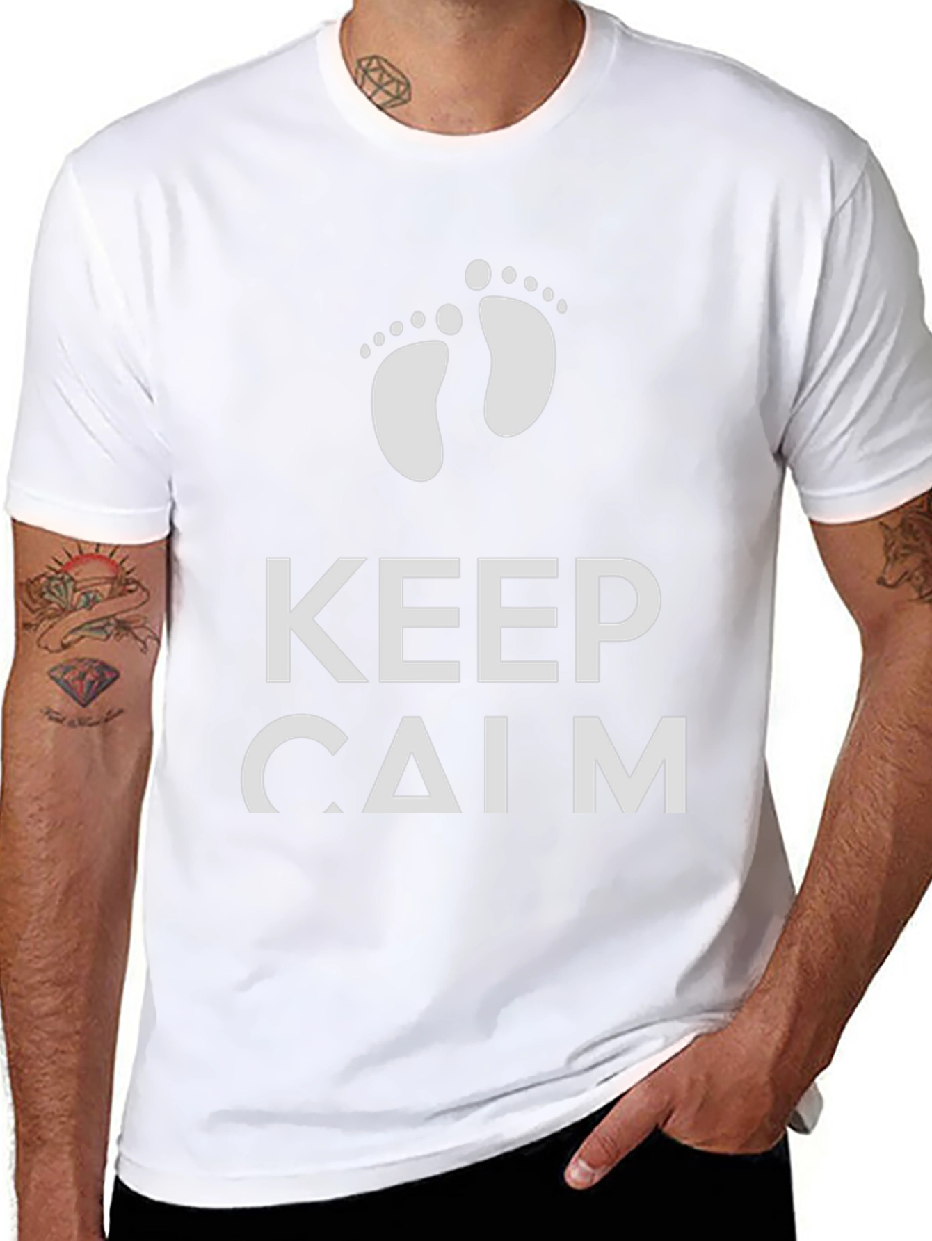 Keep Calm New Baby Footprint Graphic Tee