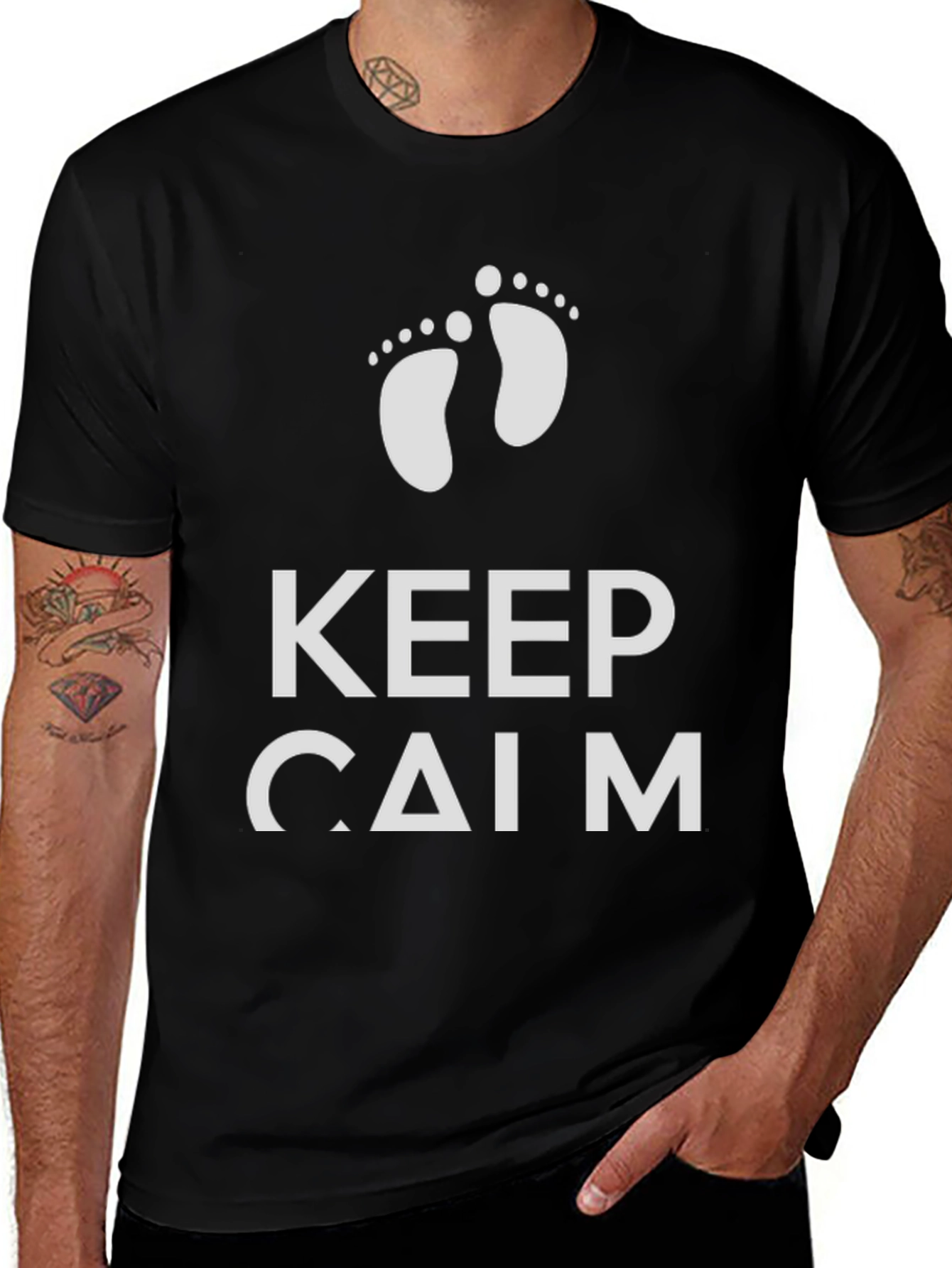 Keep Calm New Baby Footprint Graphic Tee