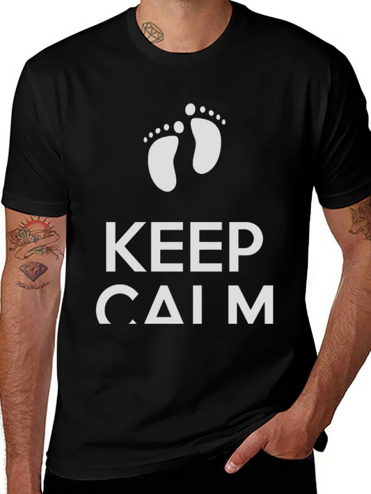 Keep Calm New Baby Footprint Graphic Tee