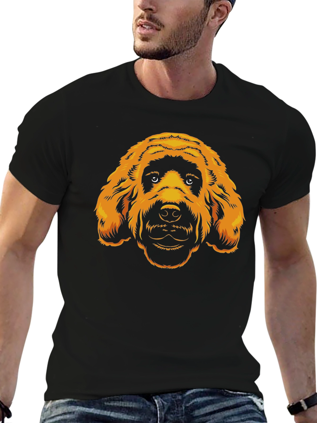Dog Graphic Print Black T-Shirt