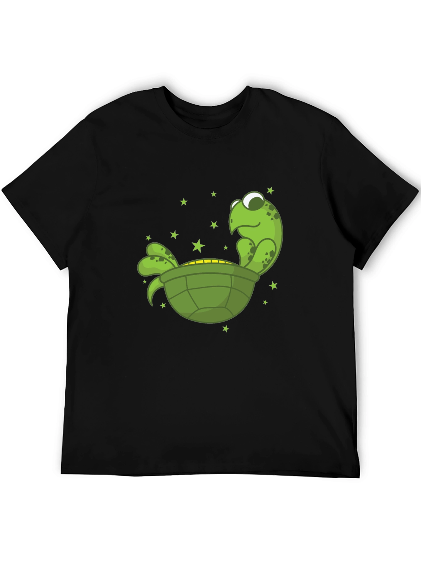 Cartoon Turtle Graphic Tee - Unisex Black T-Shirt