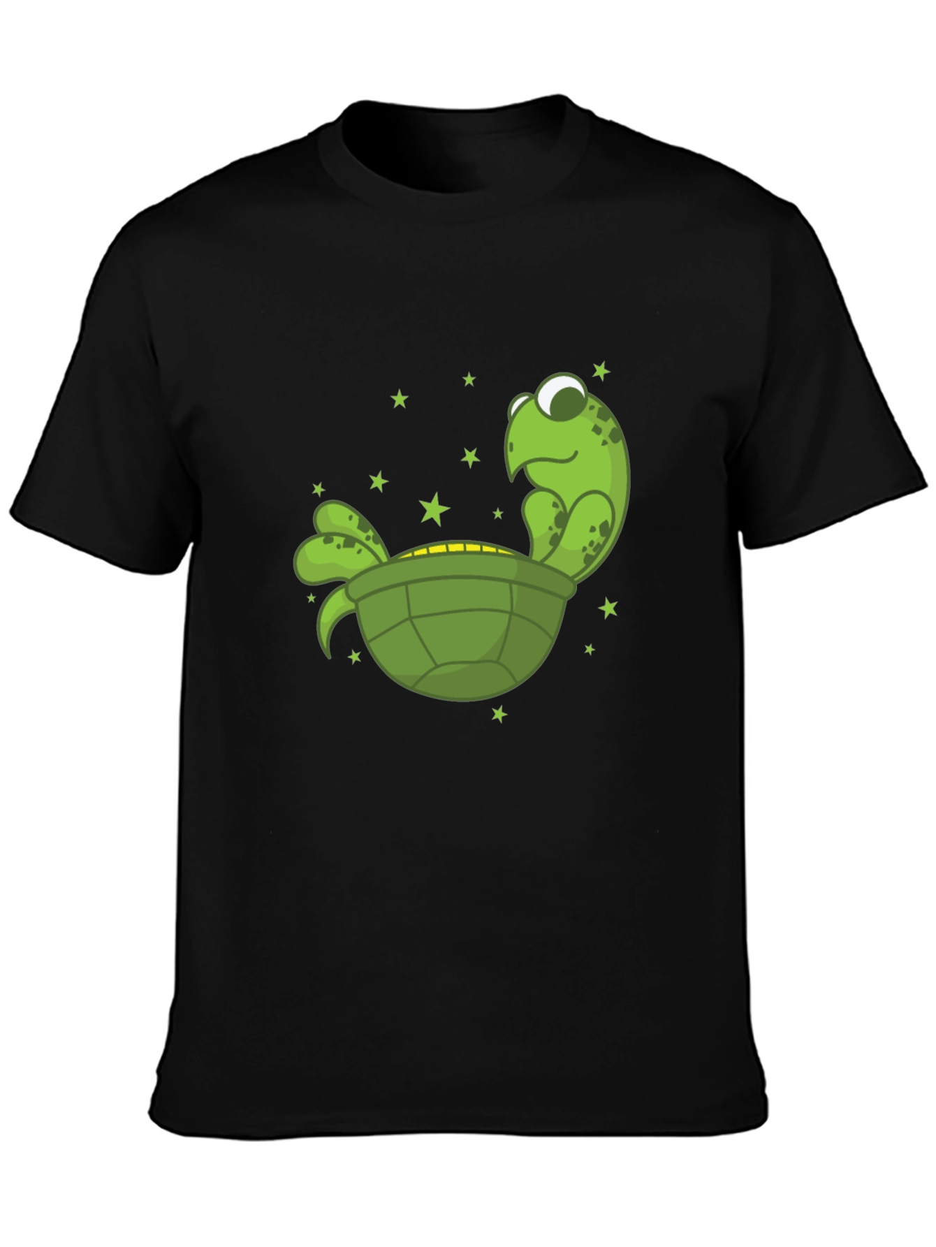 Cartoon Turtle Graphic Tee - Unisex Black T-Shirt