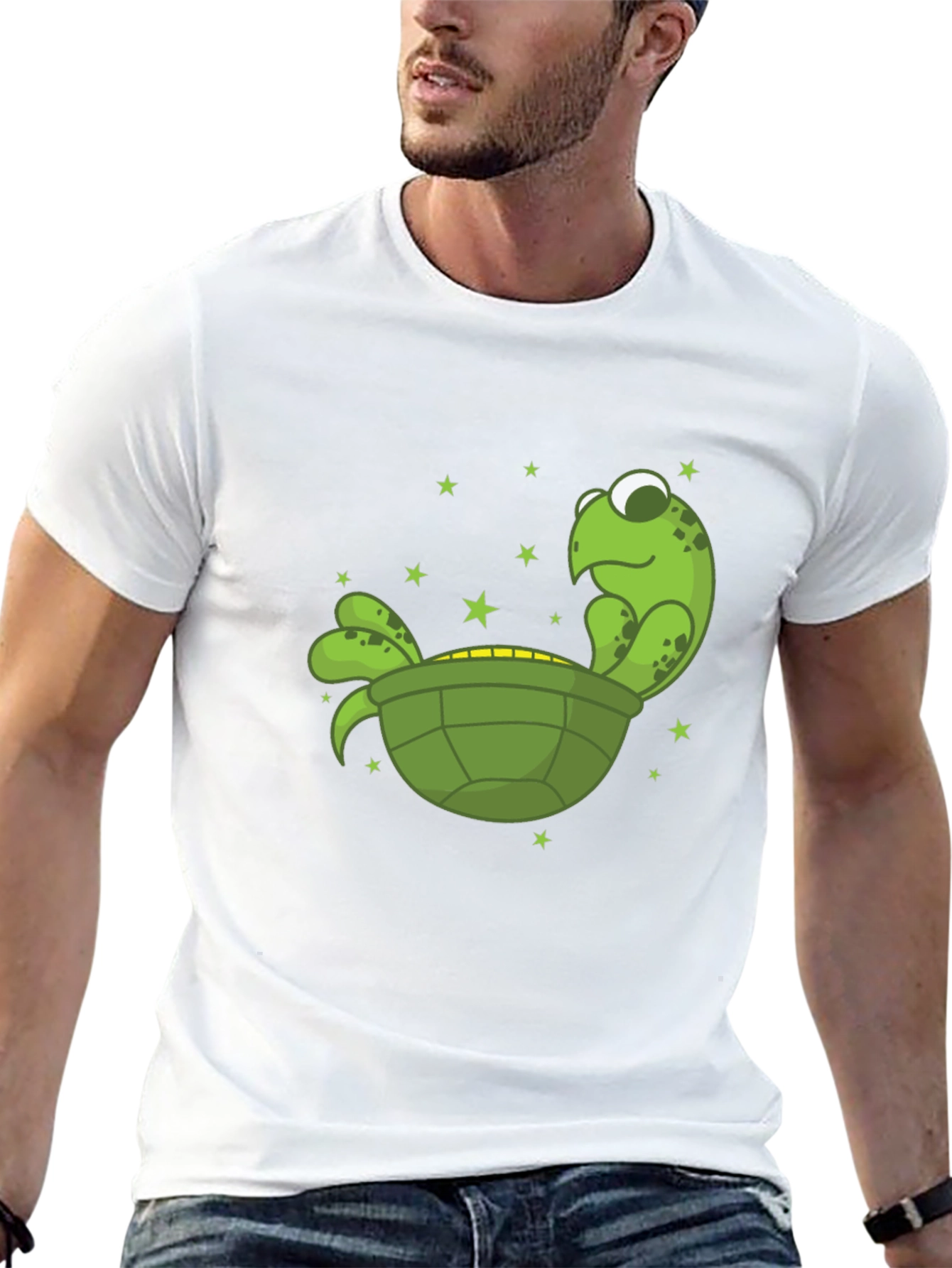 Cartoon Turtle Graphic Tee - Unisex Black T-Shirt