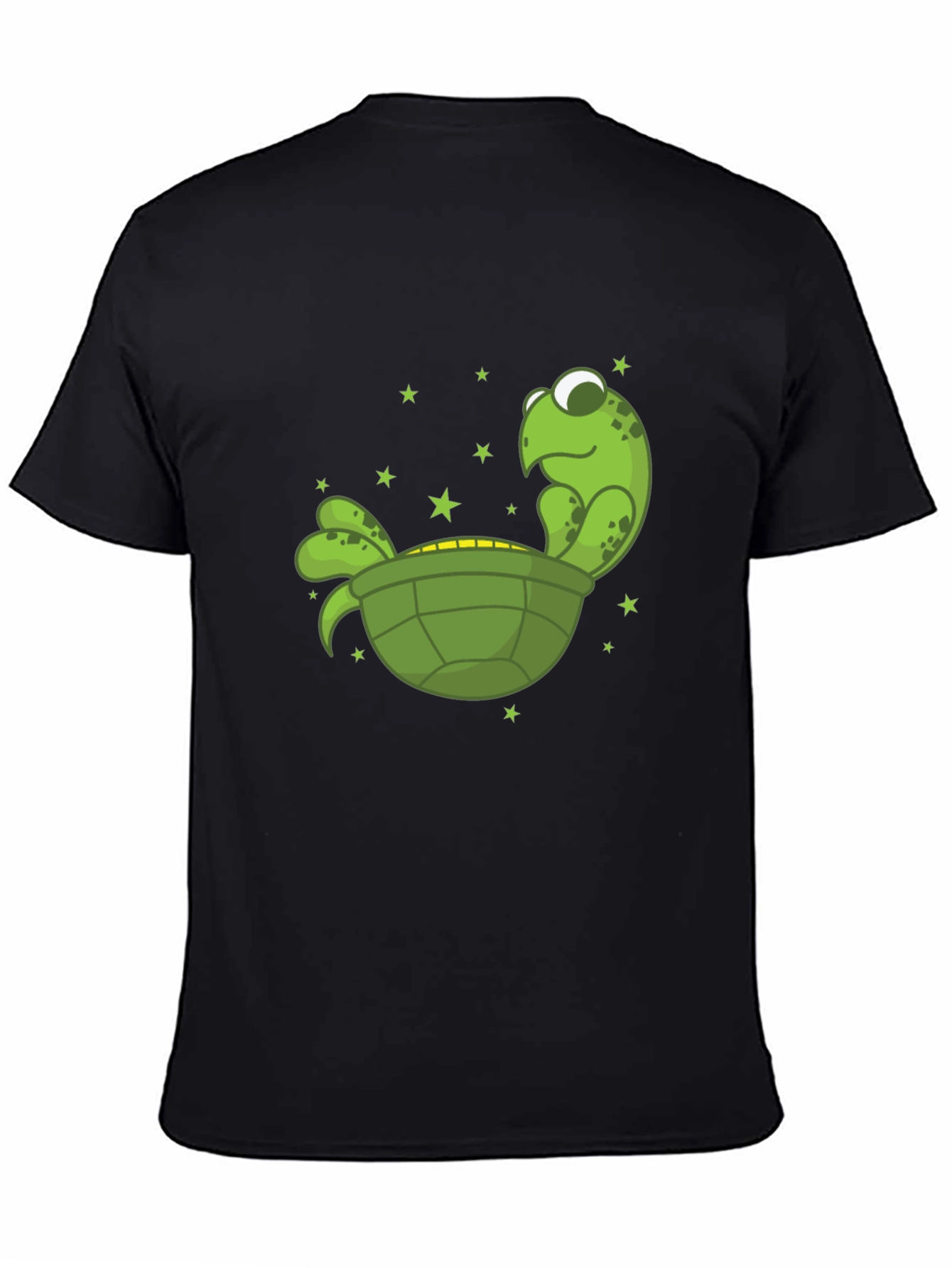 Cartoon Turtle Graphic Tee - Unisex Black T-Shirt