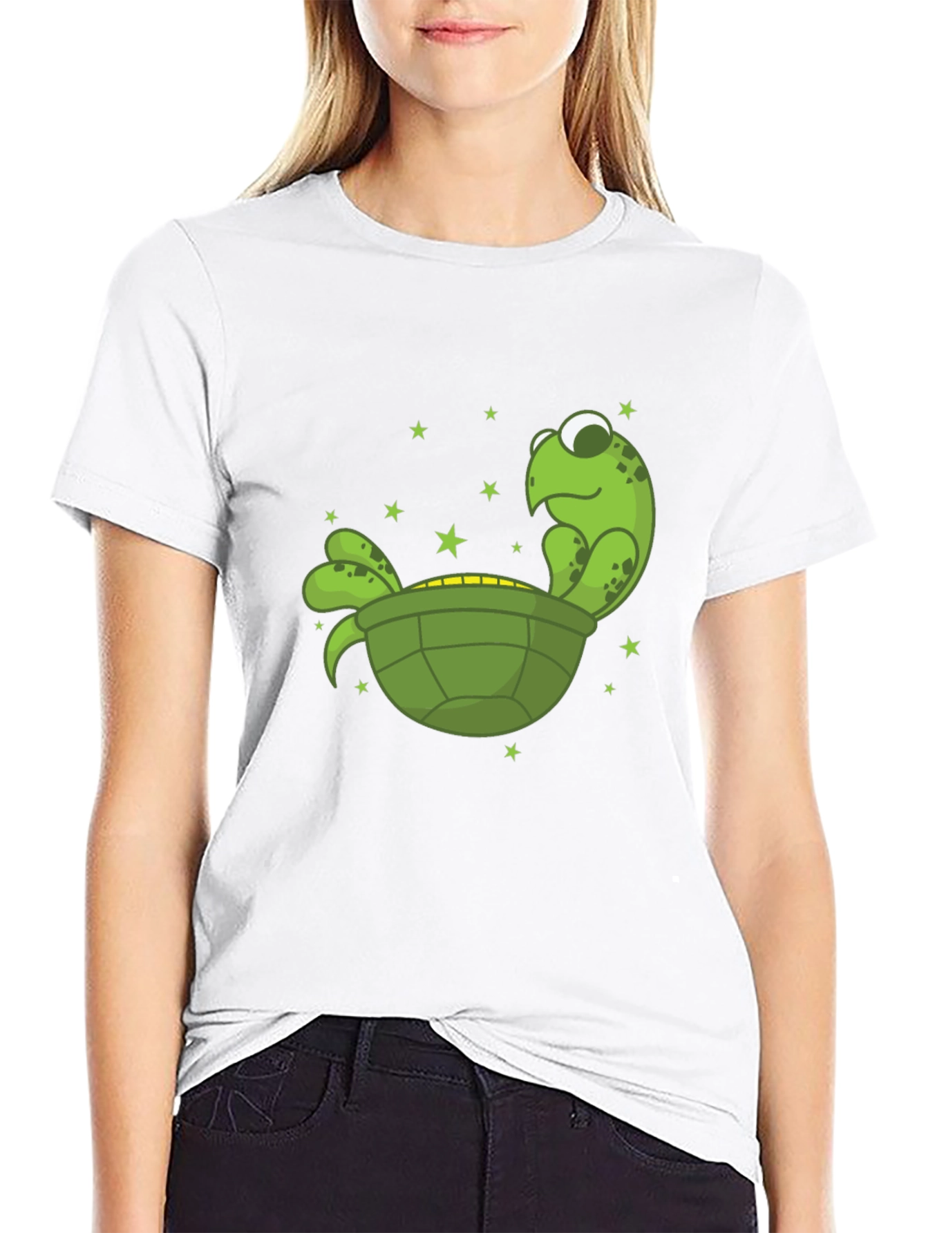 Cartoon Turtle Graphic Tee - Unisex Black T-Shirt