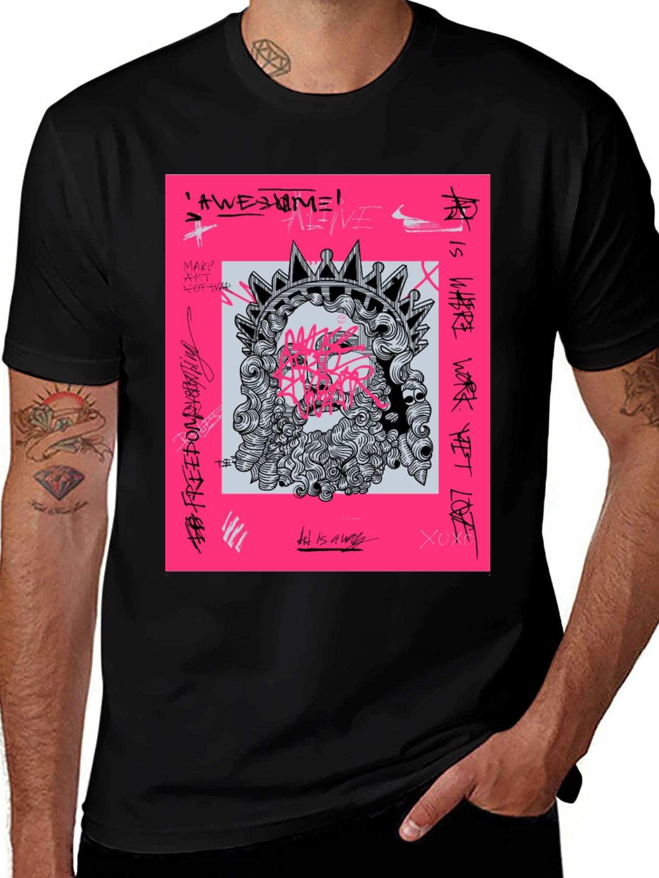 Edgy Graphic Print Tee - Art & Freedom