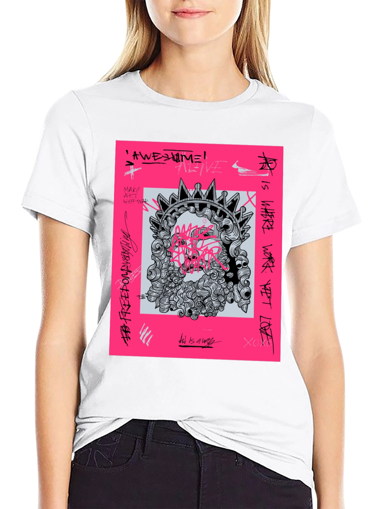 Edgy Graphic Print Tee - Art & Freedom