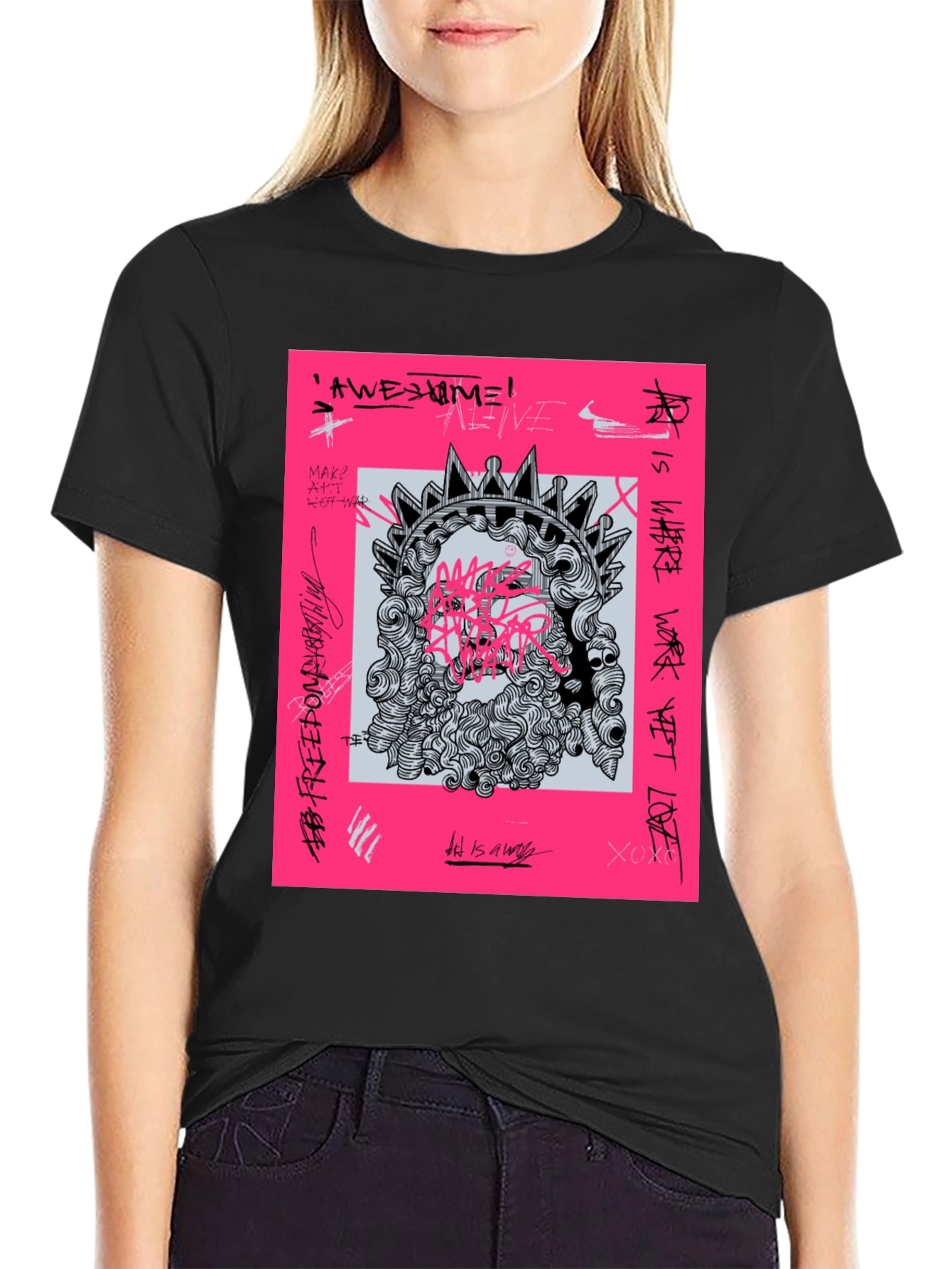 Edgy Graphic Print Tee - Art & Freedom