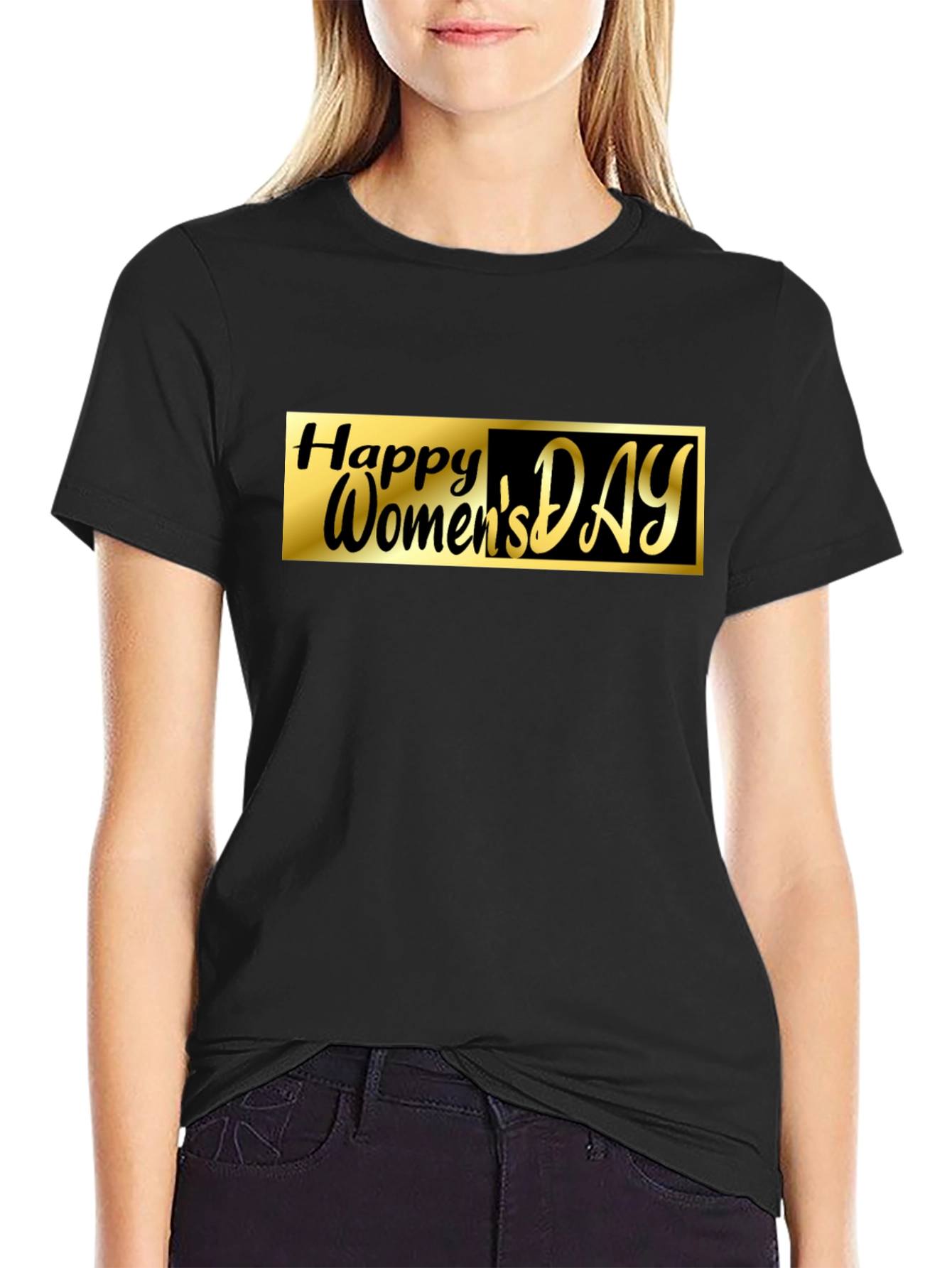 Happy Womens Day Graphic Tee - Black