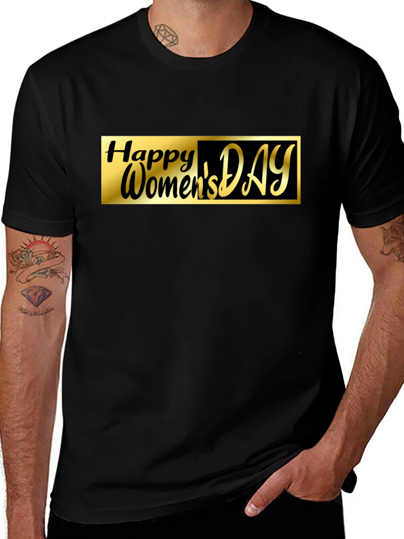 Happy Womens Day Graphic Tee - Black