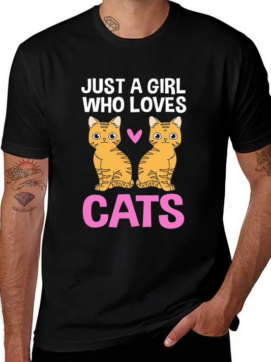Just A Girl Who Loves Cats Graphic Tee