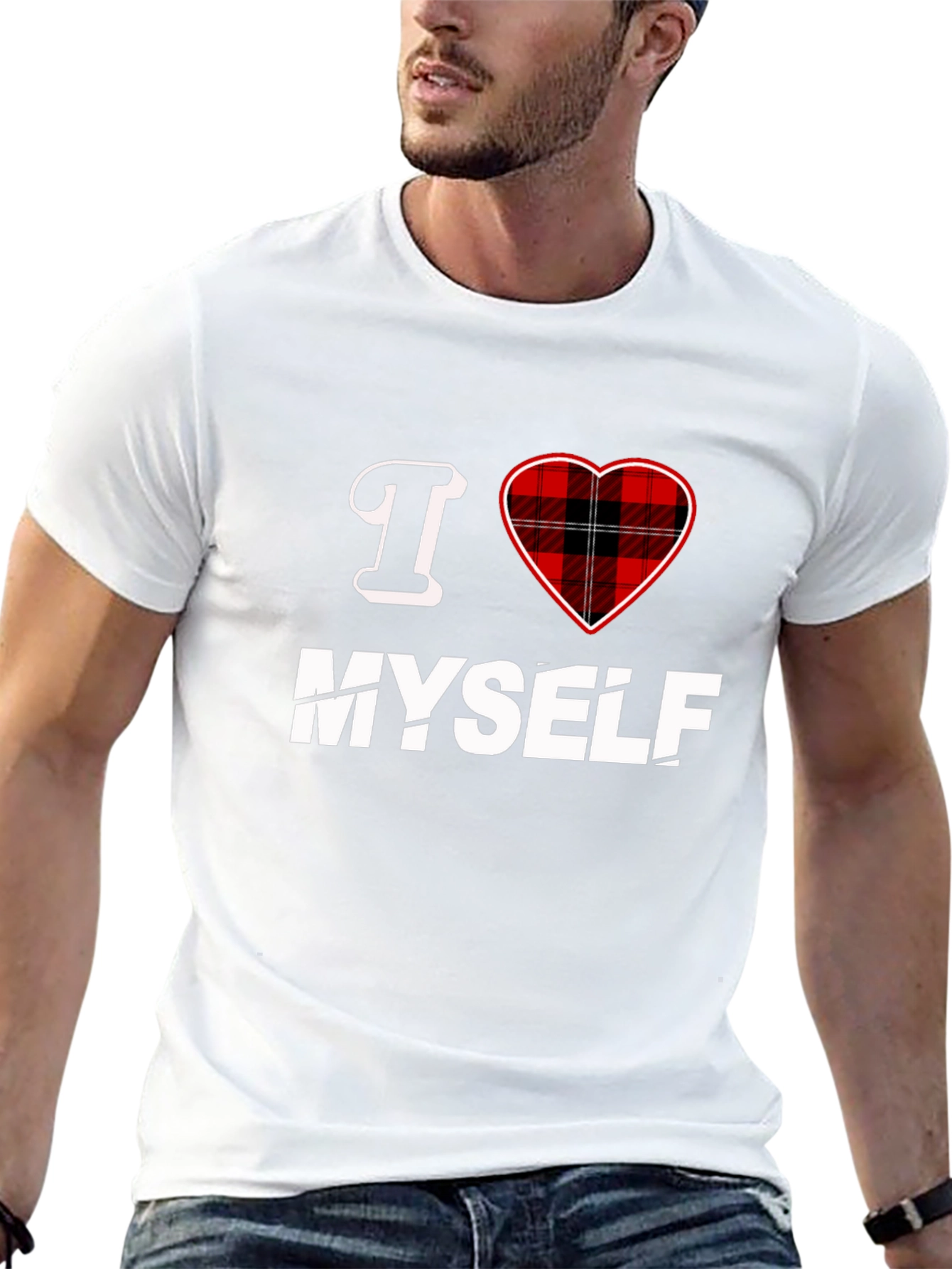 I Heart Myself Plaid Heart Graphic Tee