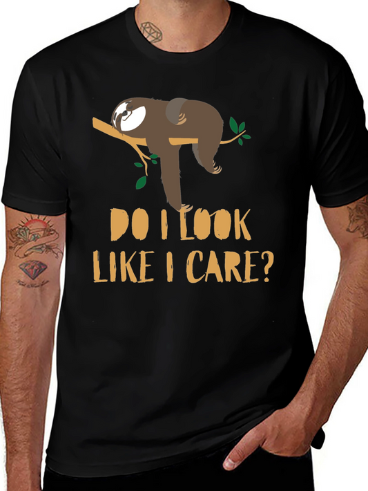 Lazy Sloth Graphic T-Shirt - Do I Look Like I Care Tee