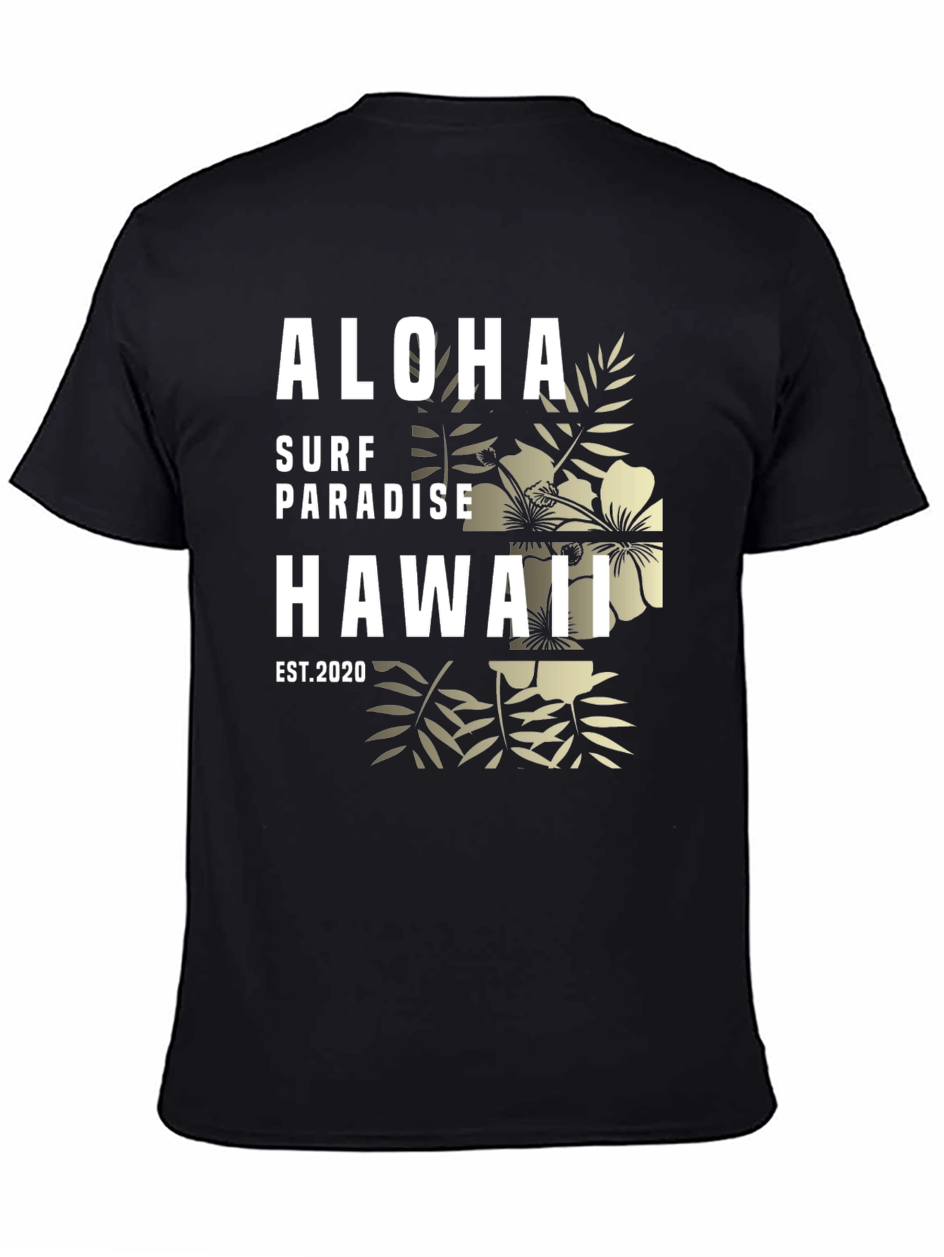 Aloha Surf Paradise Hawaii Black Graphic T-Shirt
