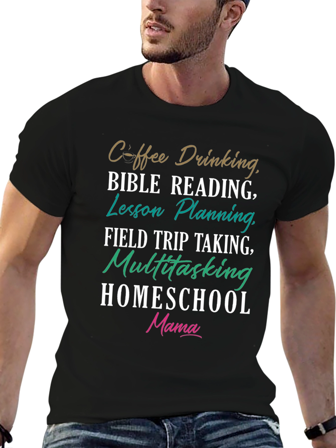 Homeschool Mama T-Shirt Coffee Bible Reading Lesson Planning
