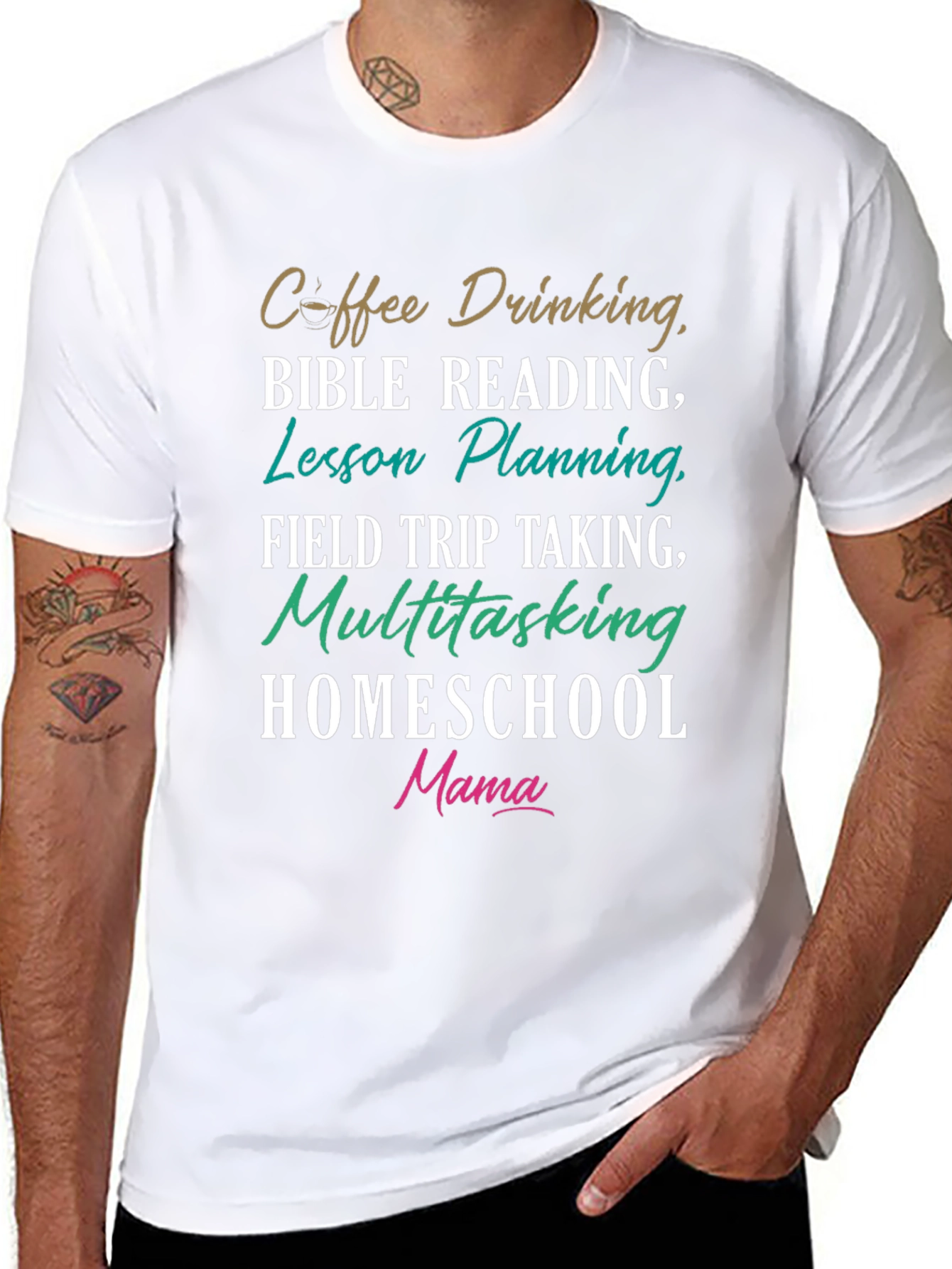 Homeschool Mama T-Shirt Coffee Bible Reading Lesson Planning