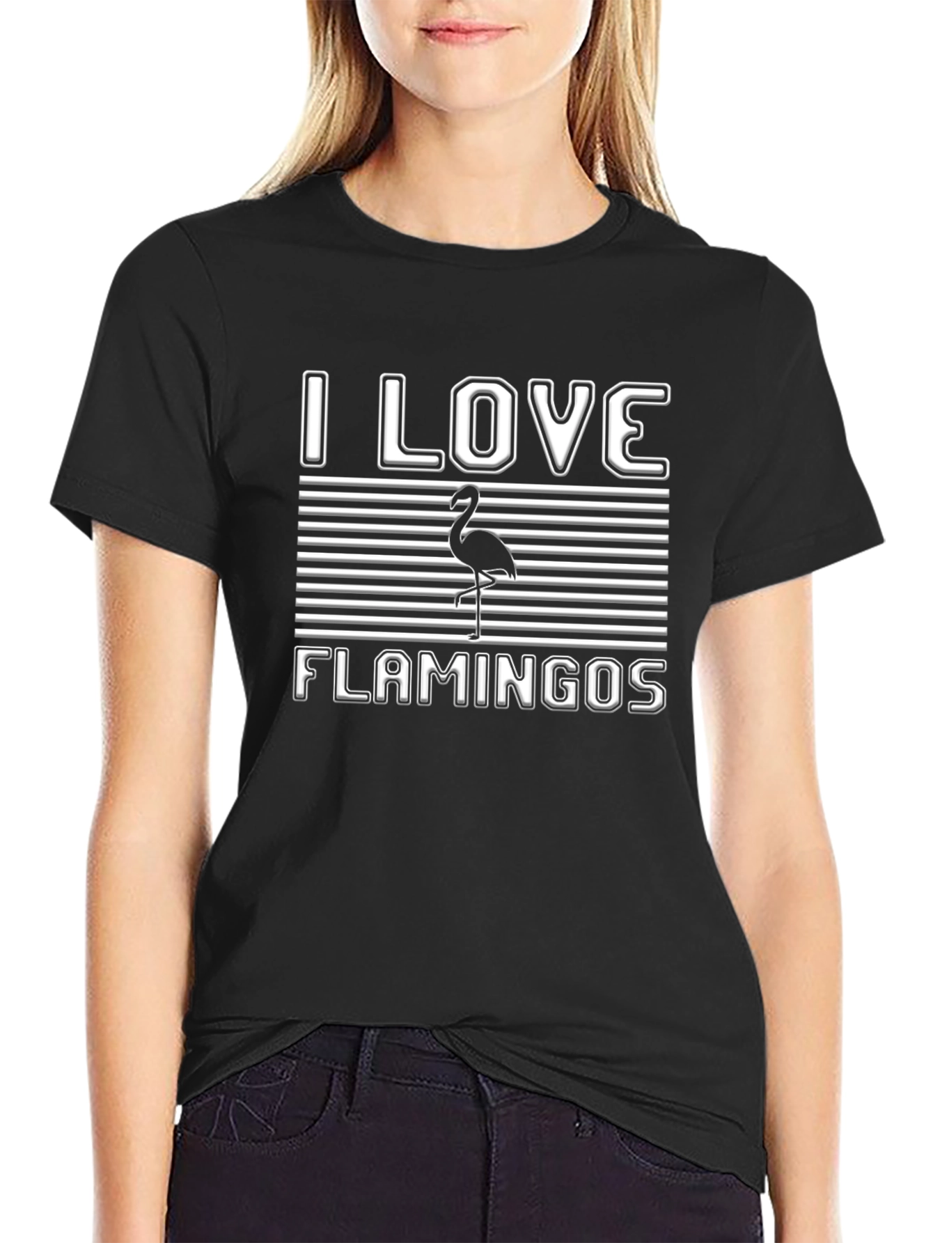 I Love Flamingos Graphic Tee - Novelty Design