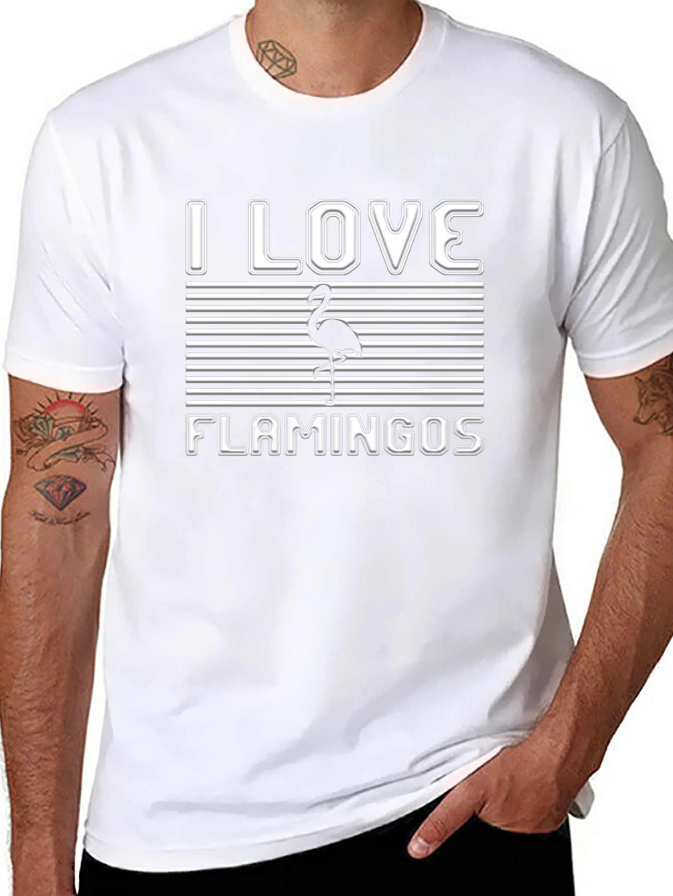 I Love Flamingos Graphic Tee - Novelty Design