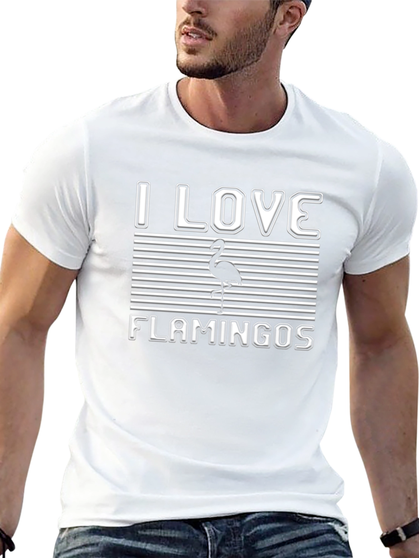 I Love Flamingos Graphic Tee - Novelty Design