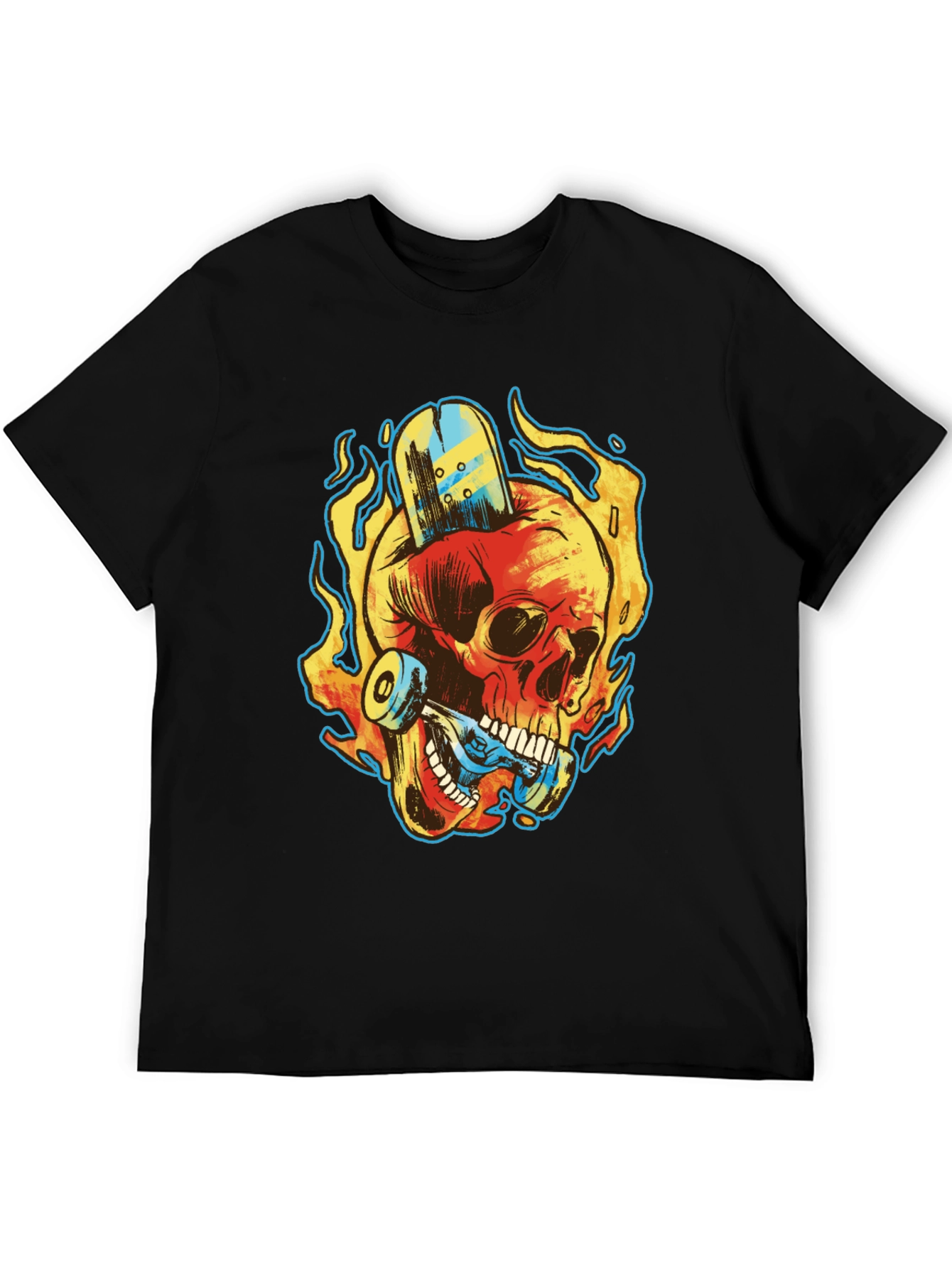 Skull Skateboard Graphic Tee - Rocker Style