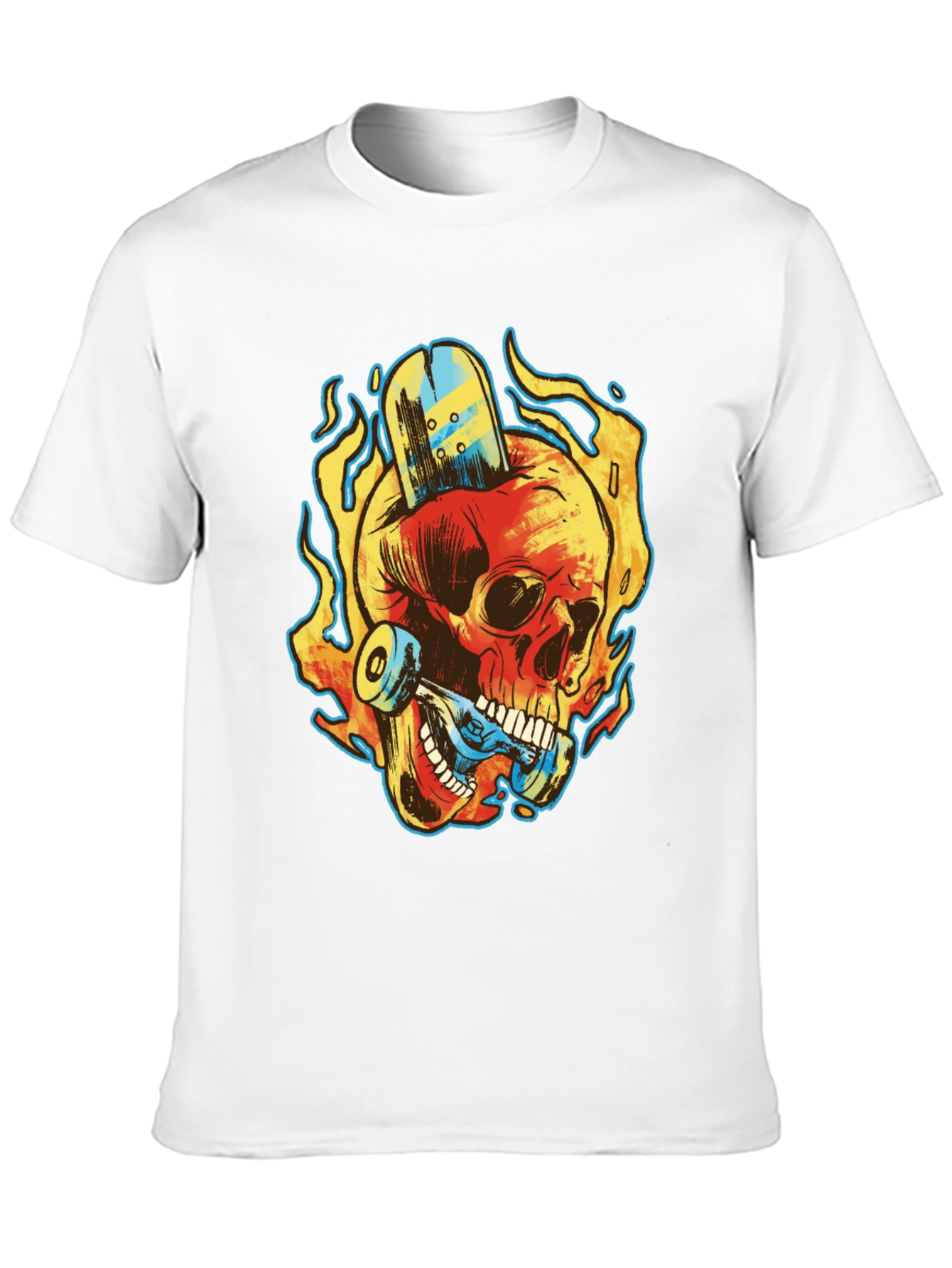 Skull Skateboard Graphic Tee - Rocker Style