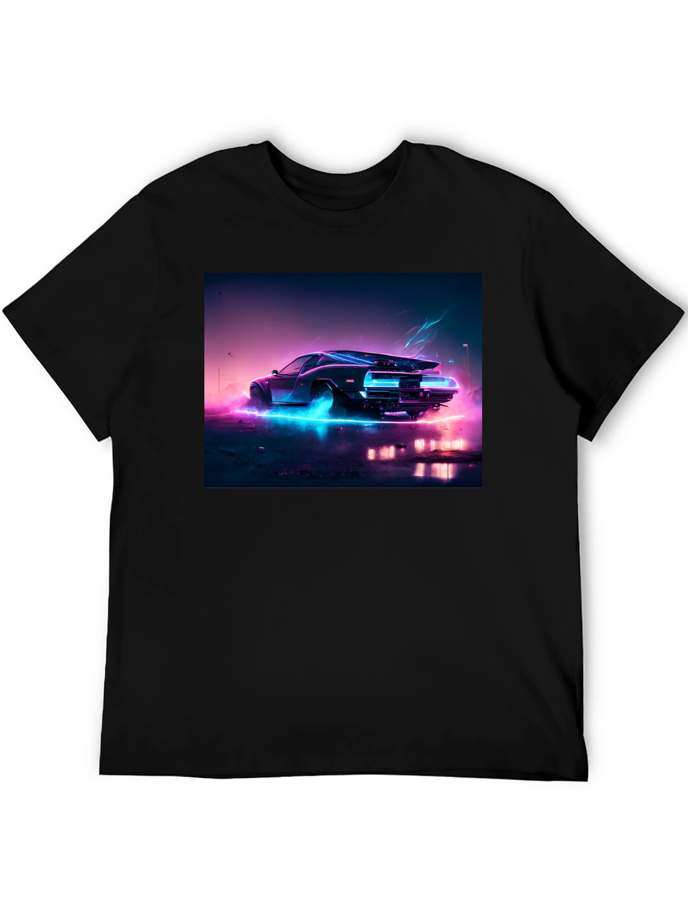 Retro Car Black T-Shirt - Vaporwave Aesthetic