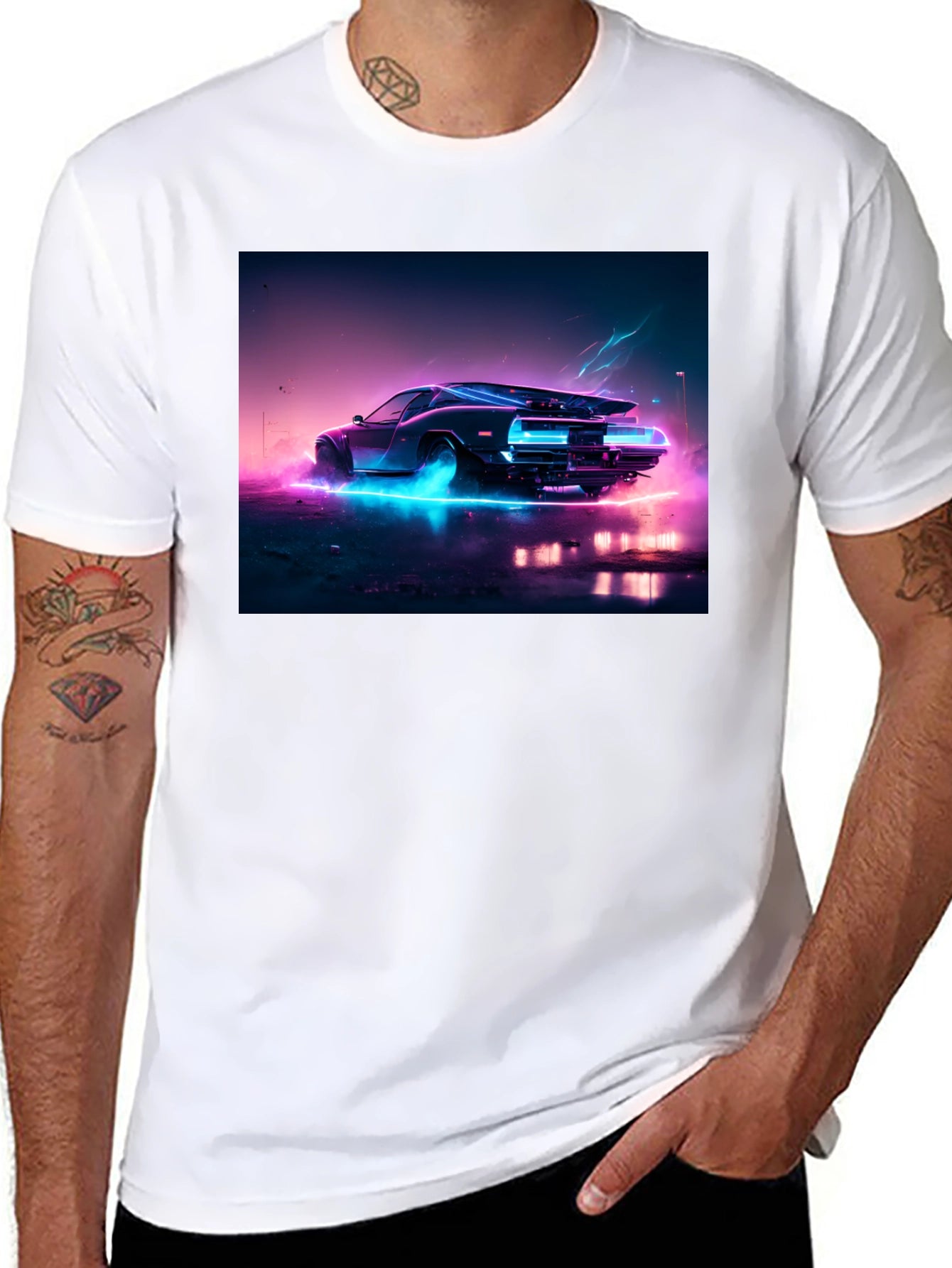 Retro Car Black T-Shirt - Vaporwave Aesthetic