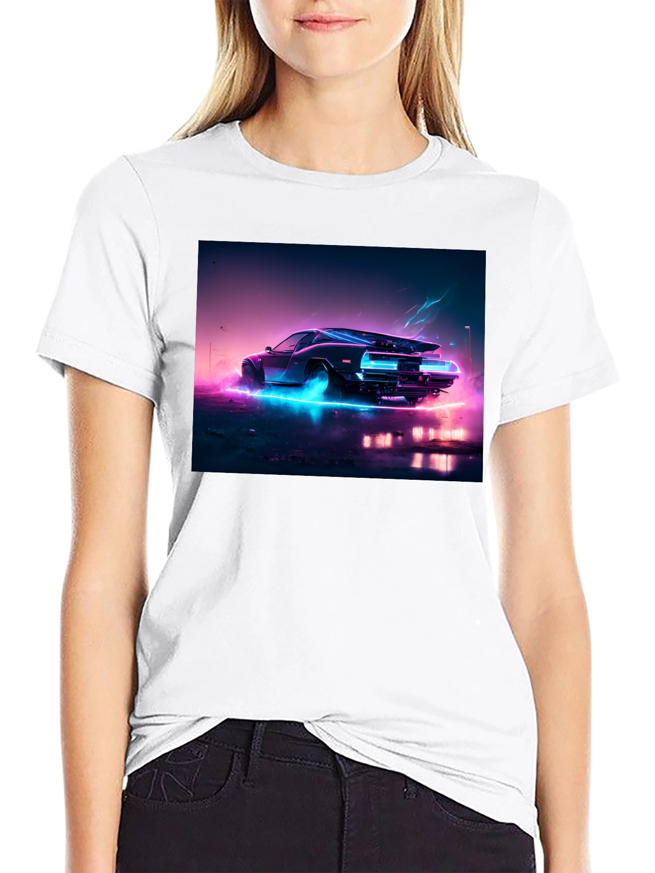 Retro Car Black T-Shirt - Vaporwave Aesthetic