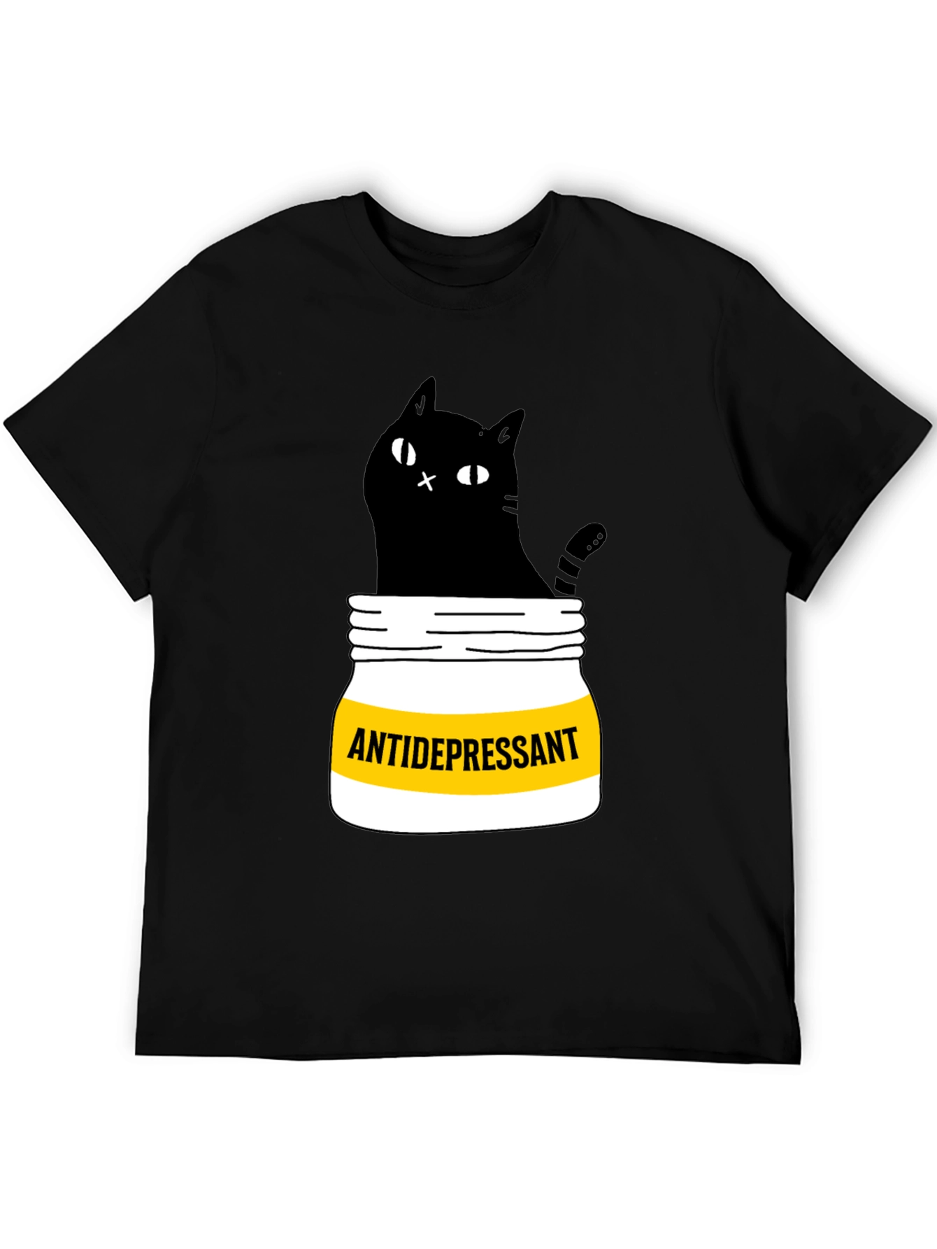 Antidepressant Cat T-Shirt - Funny Black Cat Graphic Tee
