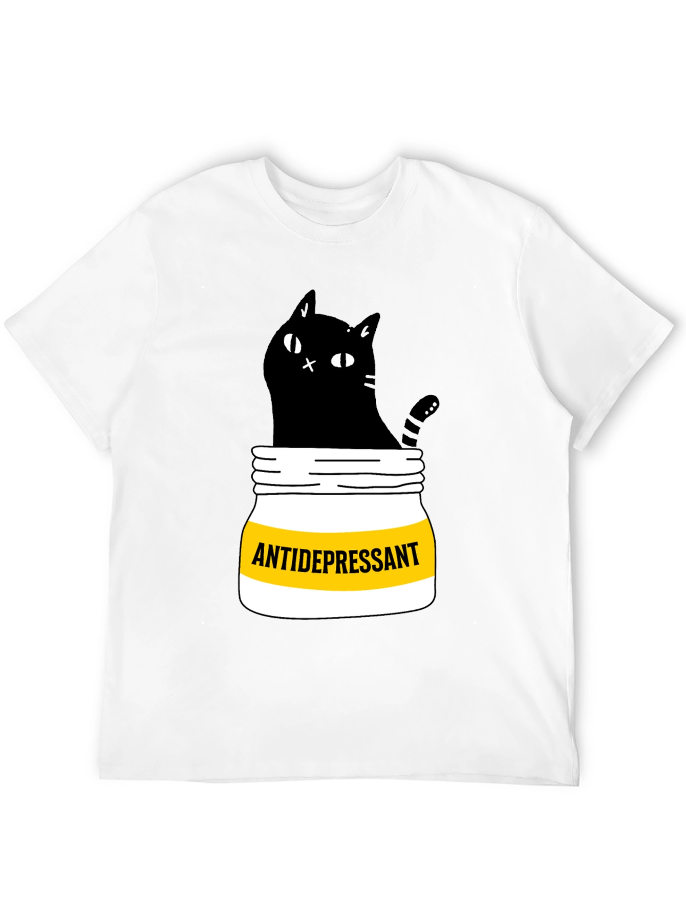 Antidepressant Cat T-Shirt - Funny Black Cat Graphic Tee
