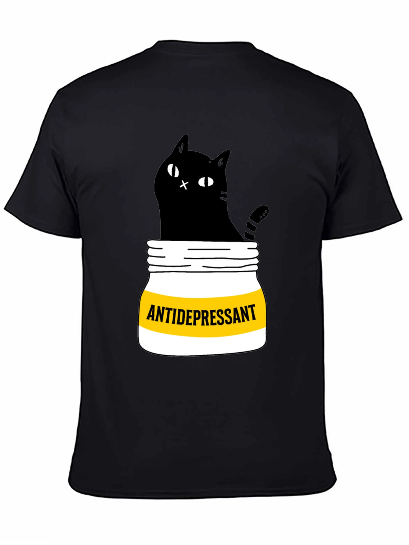 Antidepressant Cat T-Shirt - Funny Black Cat Graphic Tee